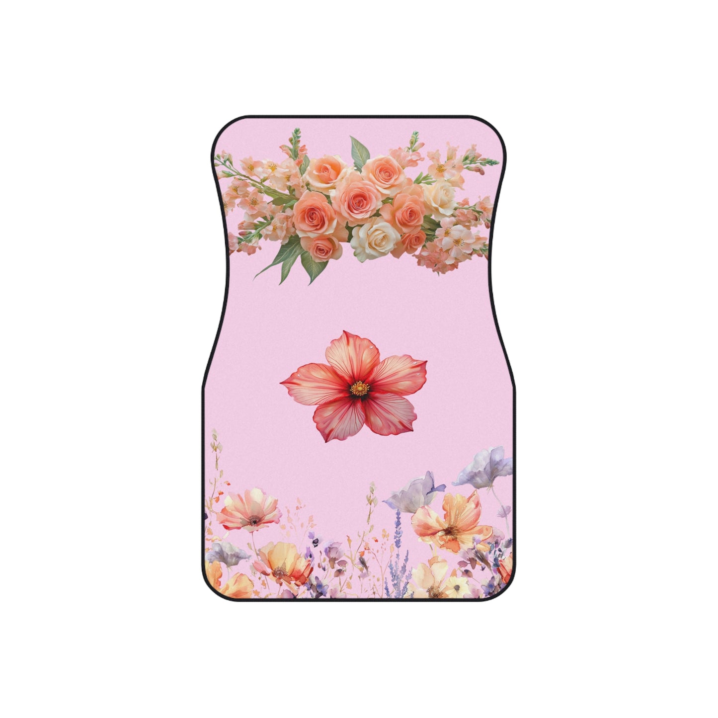 Flowers Dedicated Flower Car Floor Mats – 2-Piece Front Set, Durable & Stylish, Universal Fit