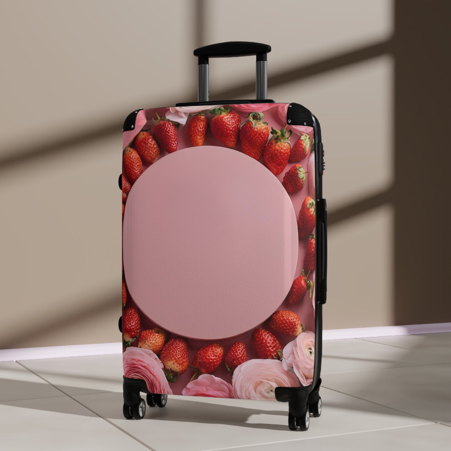 Nature Flowers Floral Pink Strawberries Art Carry-On Suitcase - Stylish Luggage for Travelers