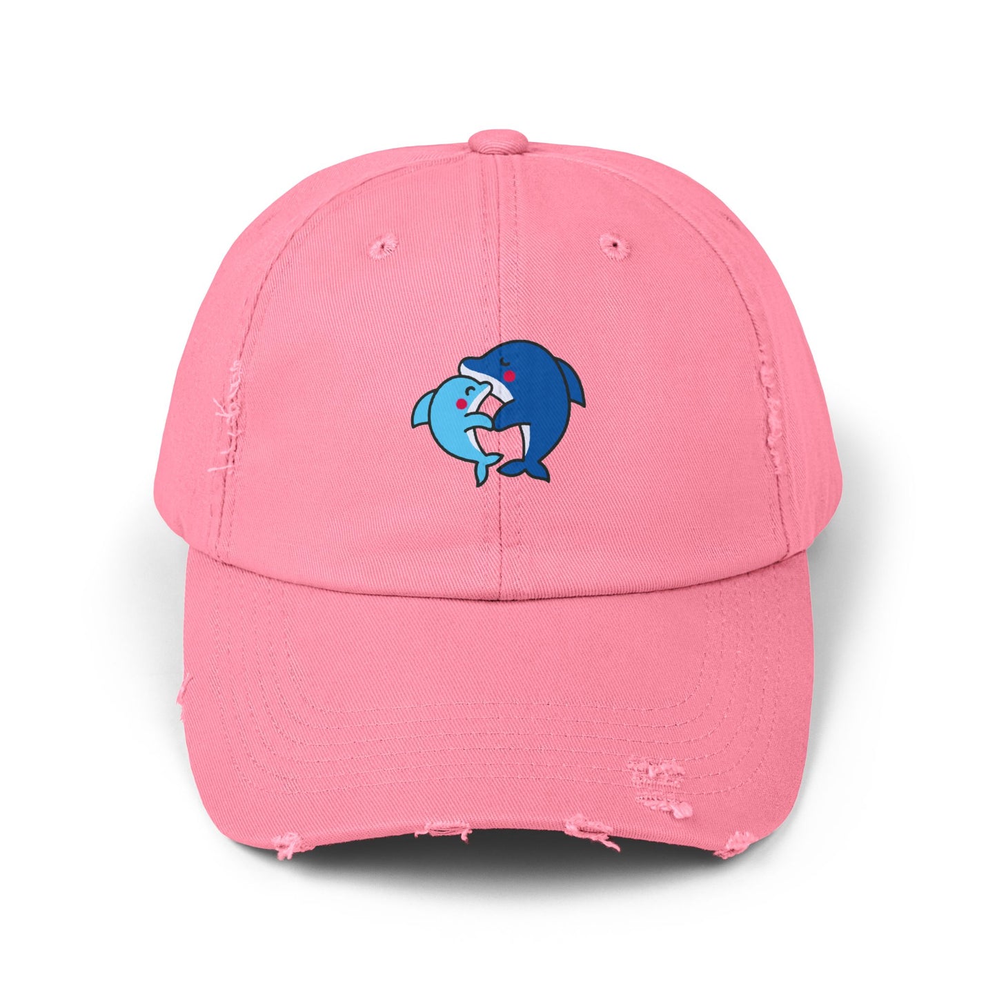 Dolphin Couple Vintage Distressed Dad Hat Unisex Adjustable Cotton Twill Baseball Cap for Casual Everyday Wear