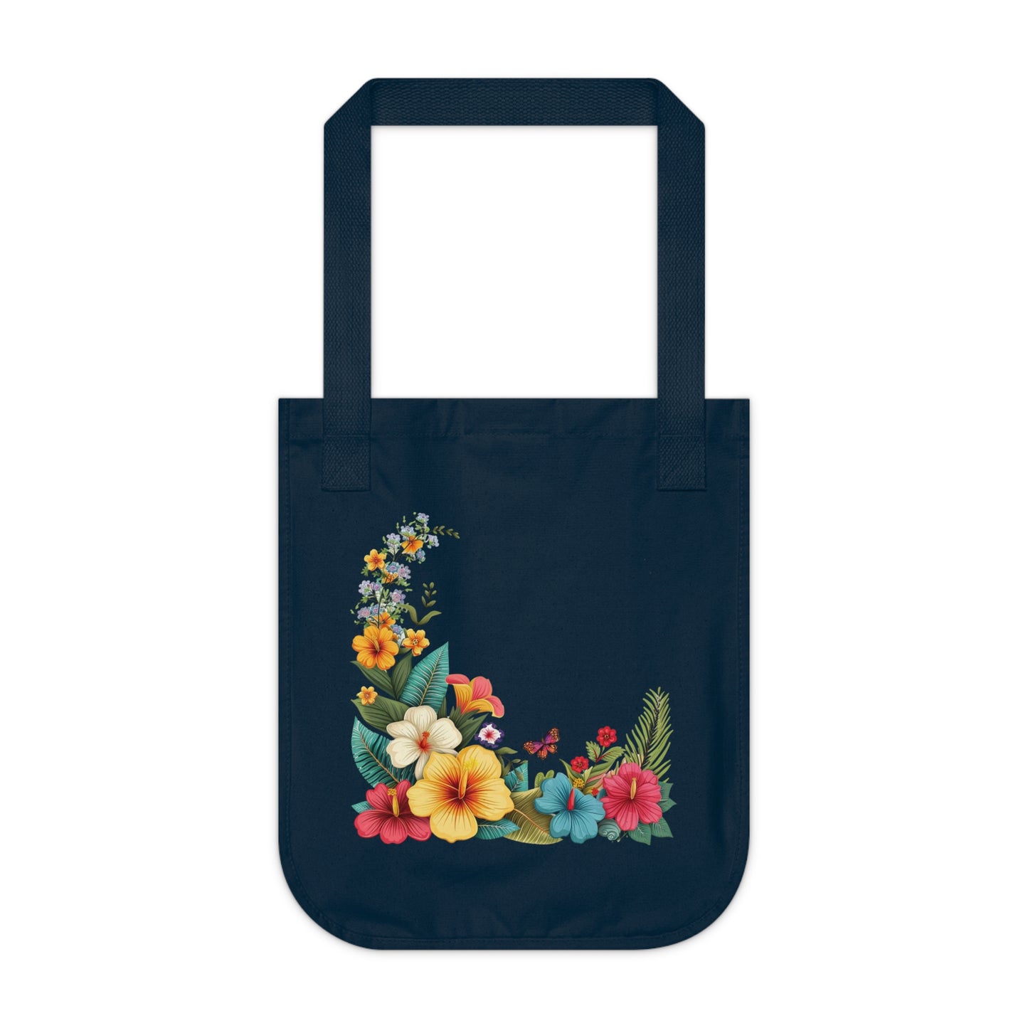 Flowers Cartoon Floral Organic Canvas Tote Bag – Eco-Friendly Shopping & Beach Accessory