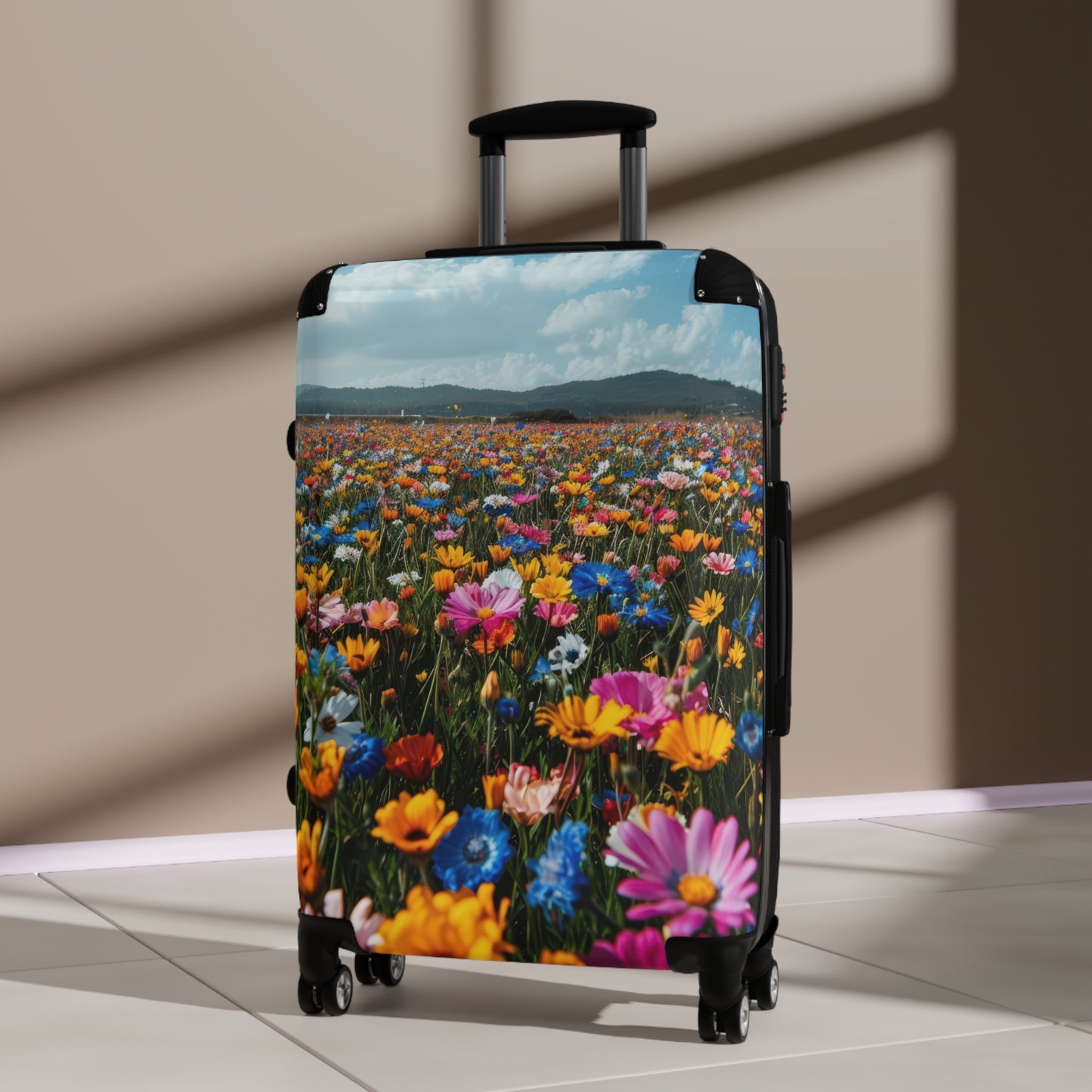 Nature Flowers Floral Vibrant Field Art Carry-On Suitcase - Stylish Luggage for Travelers