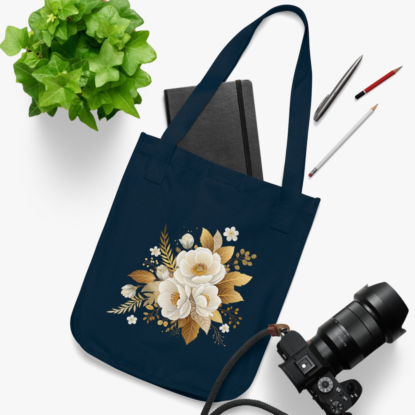 Flowers Bouquet Watercolor Floral Organic Canvas Tote Bag - Eco-Friendly Carryall for Everyday Use
