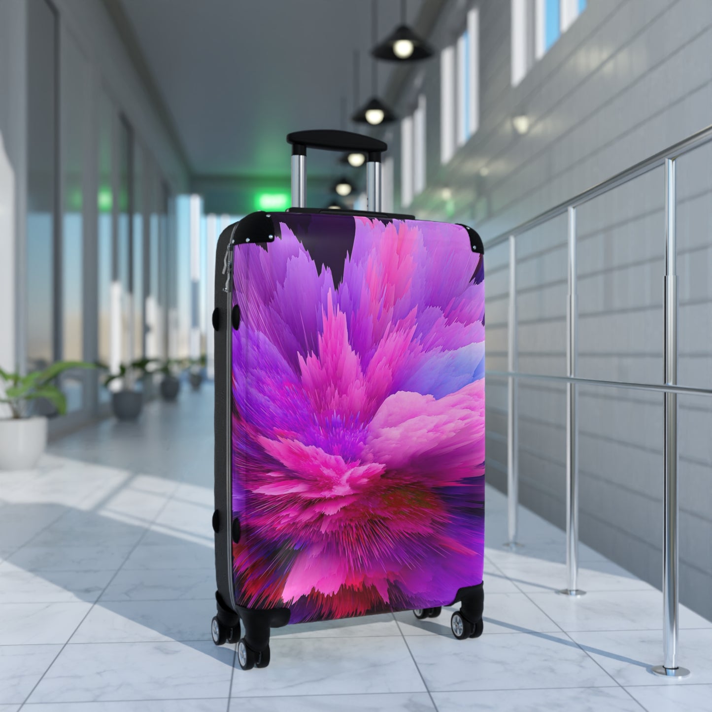 Abstract Colorful Burst Art Carry-On Suitcase - Stylish Luggage for Travelers
