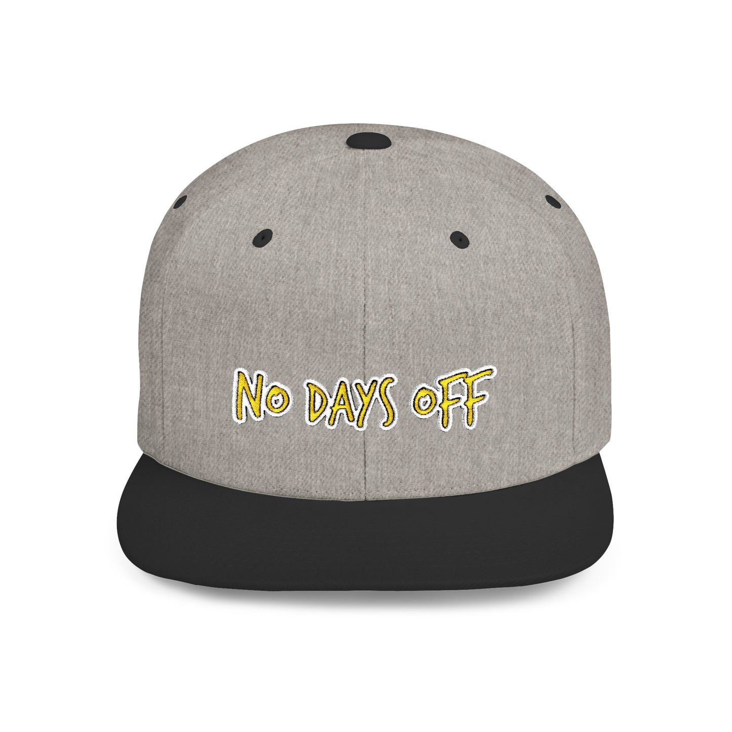 Text No Days Off Flat Bill Snapback – Lightweight, Custom Fit, Premium Quality