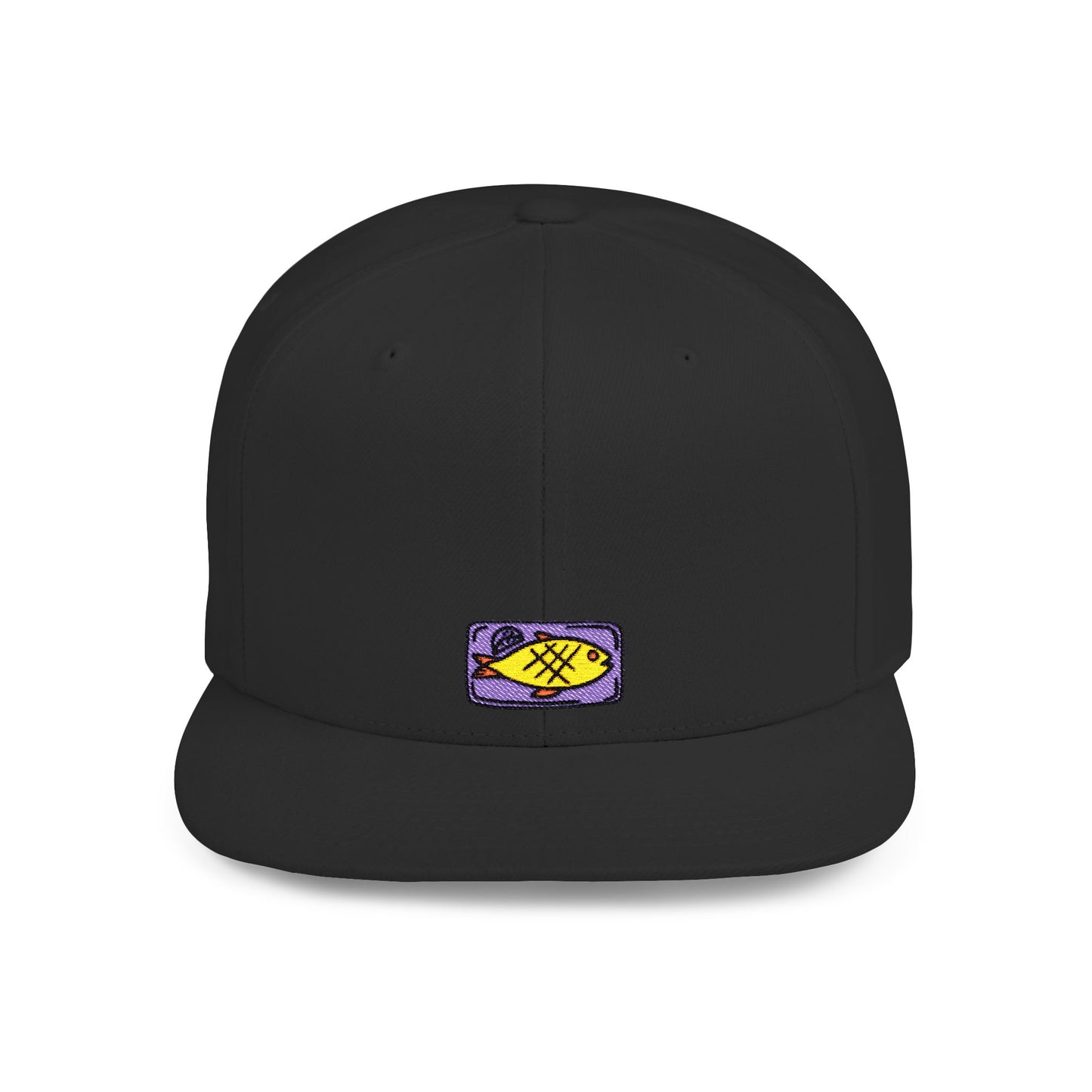 Icons Embroidered Fish Food Flat Bill Snapback – Lightweight, Custom Fit, Premium Quality