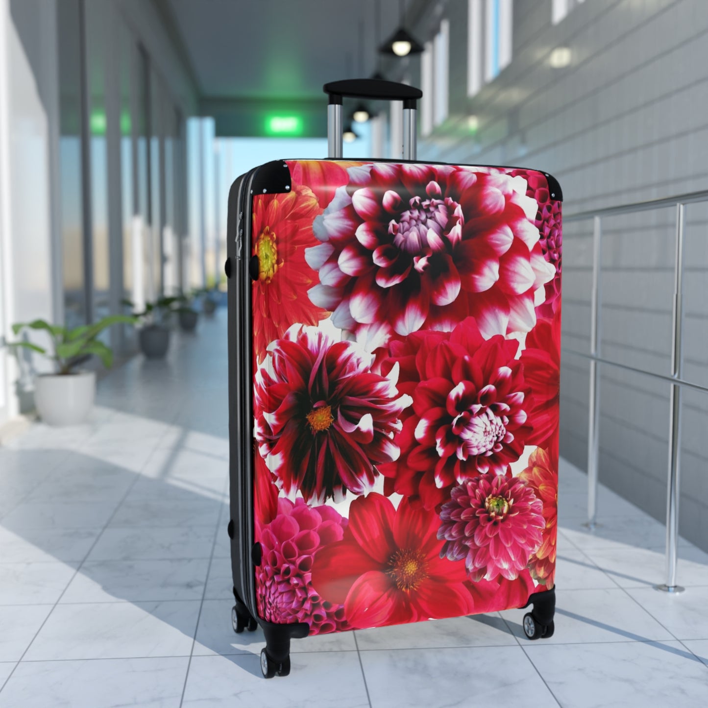 Nature Flowers Floral Red Dahlia Art Carry-On Suitcase - Stylish Luggage for Travelers
