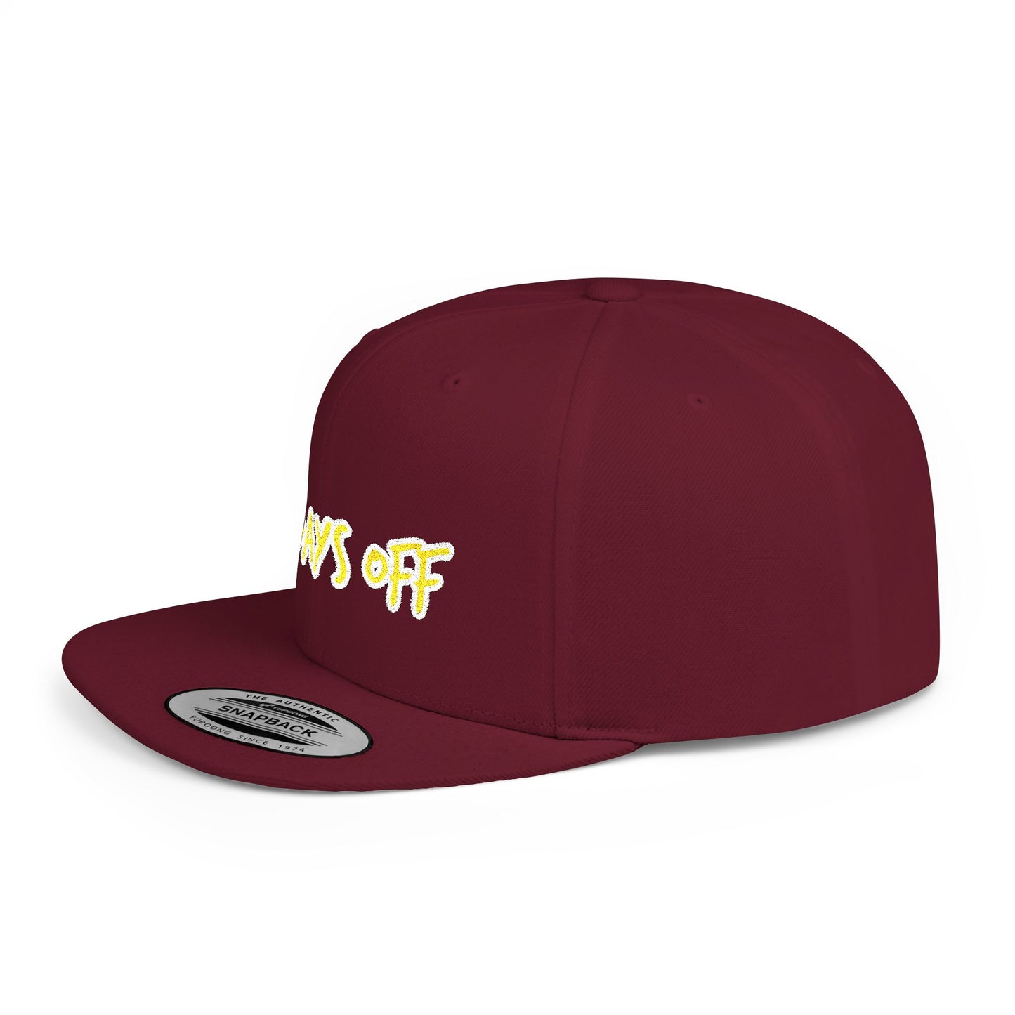 Text No Days Off Flat Bill Snapback – Lightweight, Custom Fit, Premium Quality
