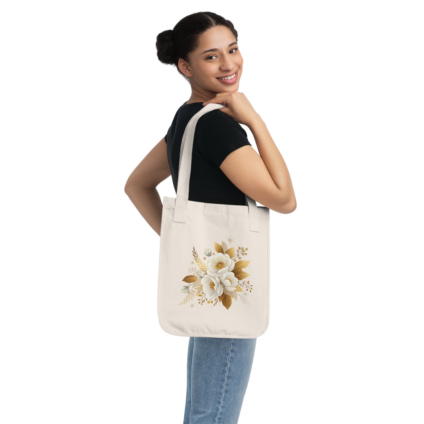 Flowers Bouquet Watercolor Floral Organic Canvas Tote Bag - Eco-Friendly Carryall for Everyday Use