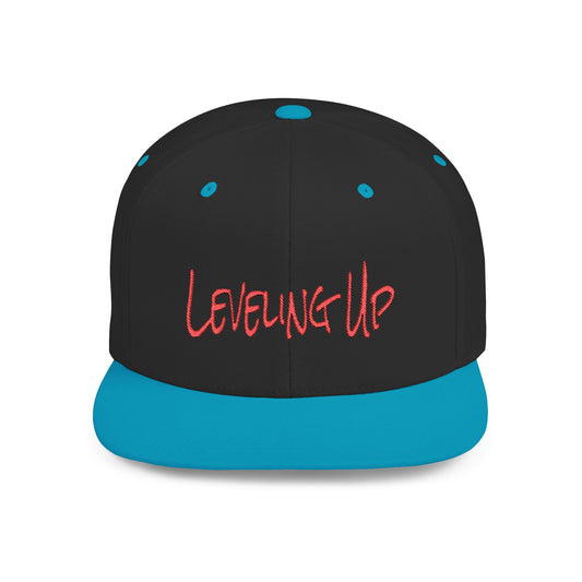 Text Leveling Up Flat Bill Snapback – Lightweight, Custom Fit, Premium Quality