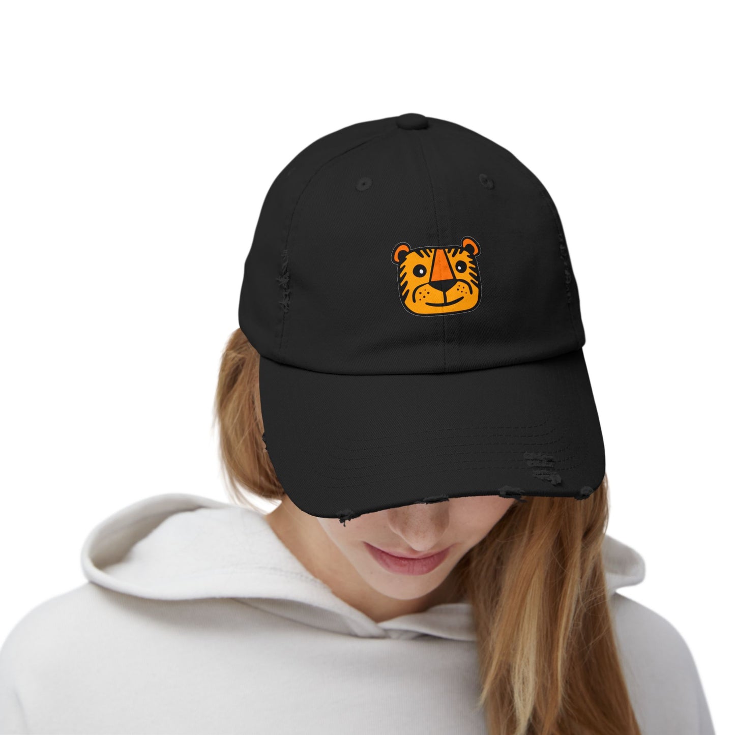 Tiger Vintage Distressed Dad Hat Unisex Adjustable Cotton Twill Baseball Cap for Casual Everyday Wear