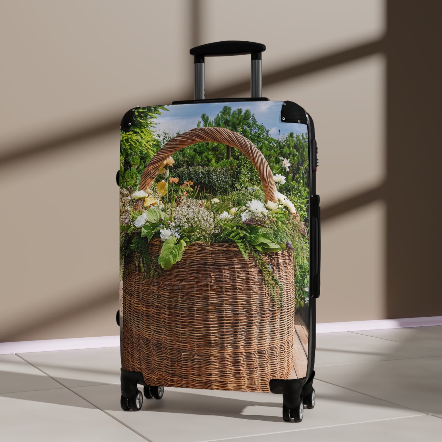 Nature Flowers Floral Wicker Basket Art Carry-On Suitcase - Stylish Luggage for Travelers
