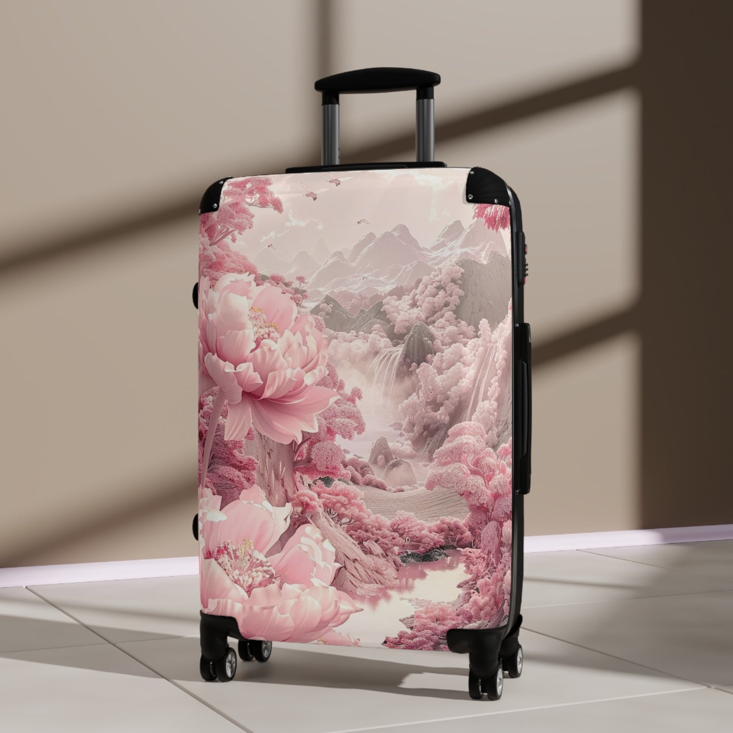 Nature Flowers Floral Animated Pink Flowers Carry-On Suitcase - Stylish Luggage for Travelers