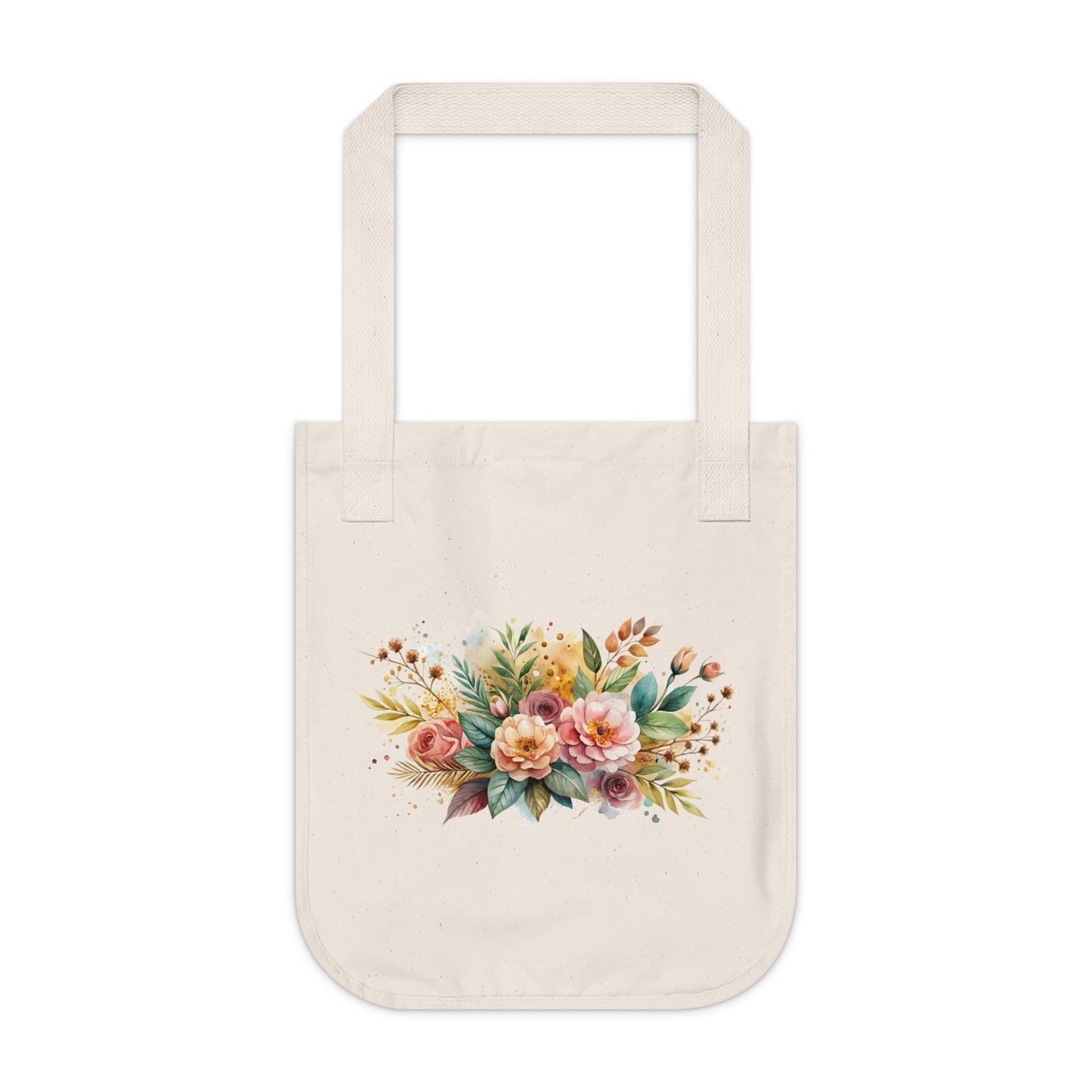 Flowers Watercolor Arrangement Floral Organic Canvas Tote Bag - Eco-Friendly Carryall for Everyday Use