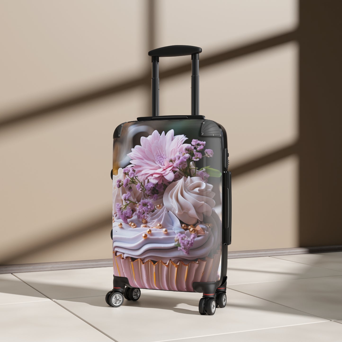 Nature Flowers Floral Pink Cupcake Art Carry-On Suitcase - Stylish Luggage for Travelers