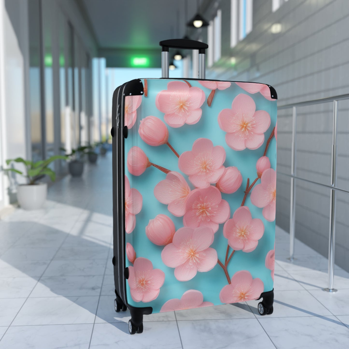 Nature Flowers Floral Pink Background Art Carry-On Suitcase - Stylish Luggage for Travelers