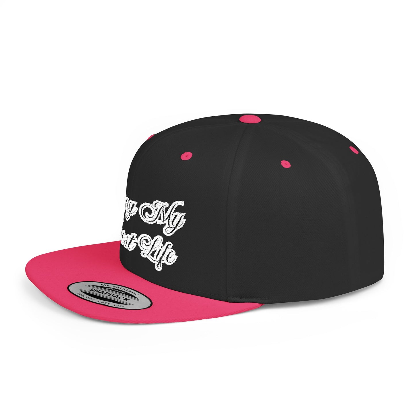 Text Living My Best Life Flat Bill Snapback – Lightweight, Custom Fit, Premium Quality