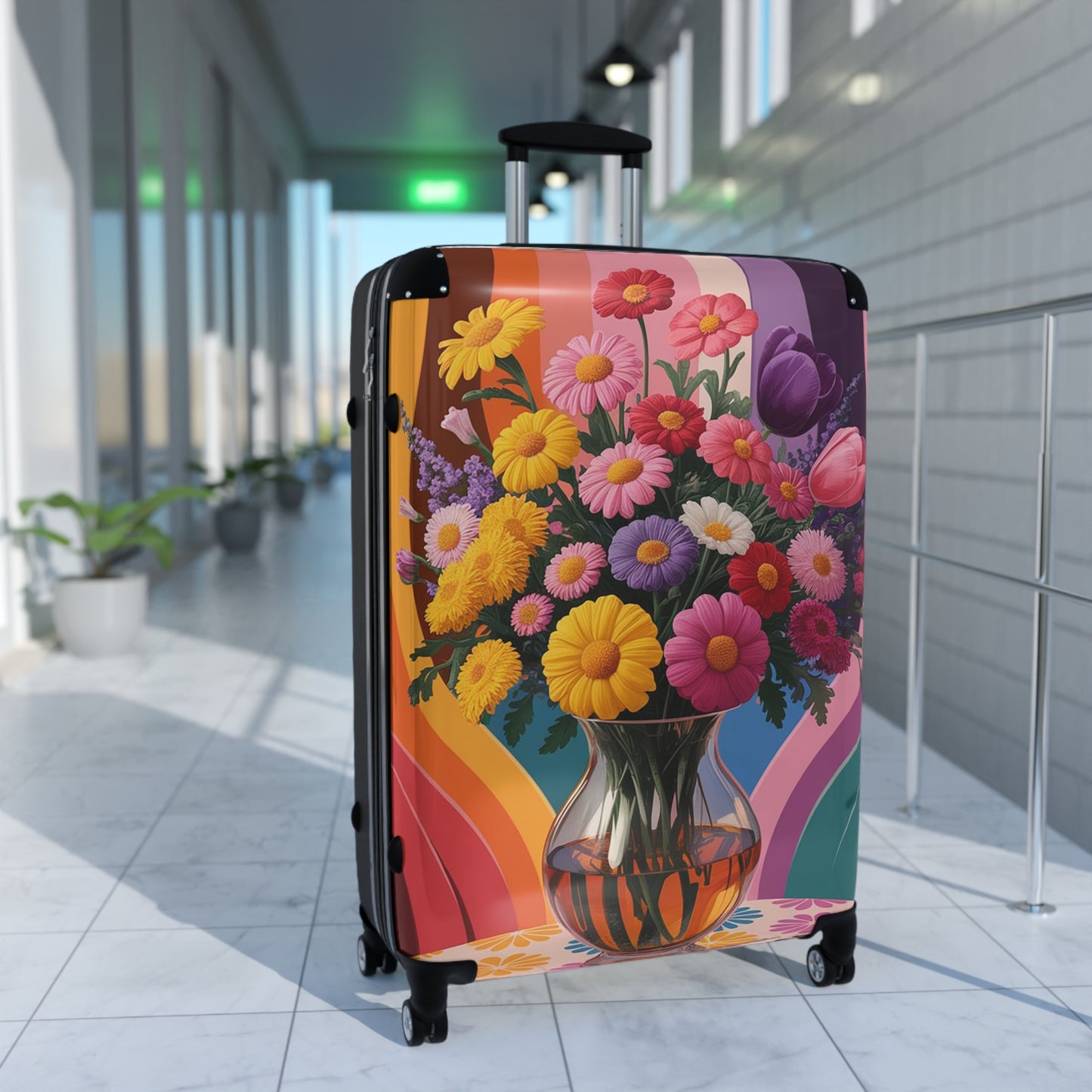 Nature Flowers Floral Vase Colorful Art Carry-On Suitcase - Stylish Luggage for Travelers