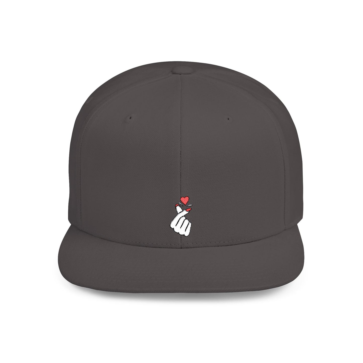Icons Embroidered Heart Hand Gesture Flat Bill Snapback – Lightweight, Custom Fit, Premium Quality