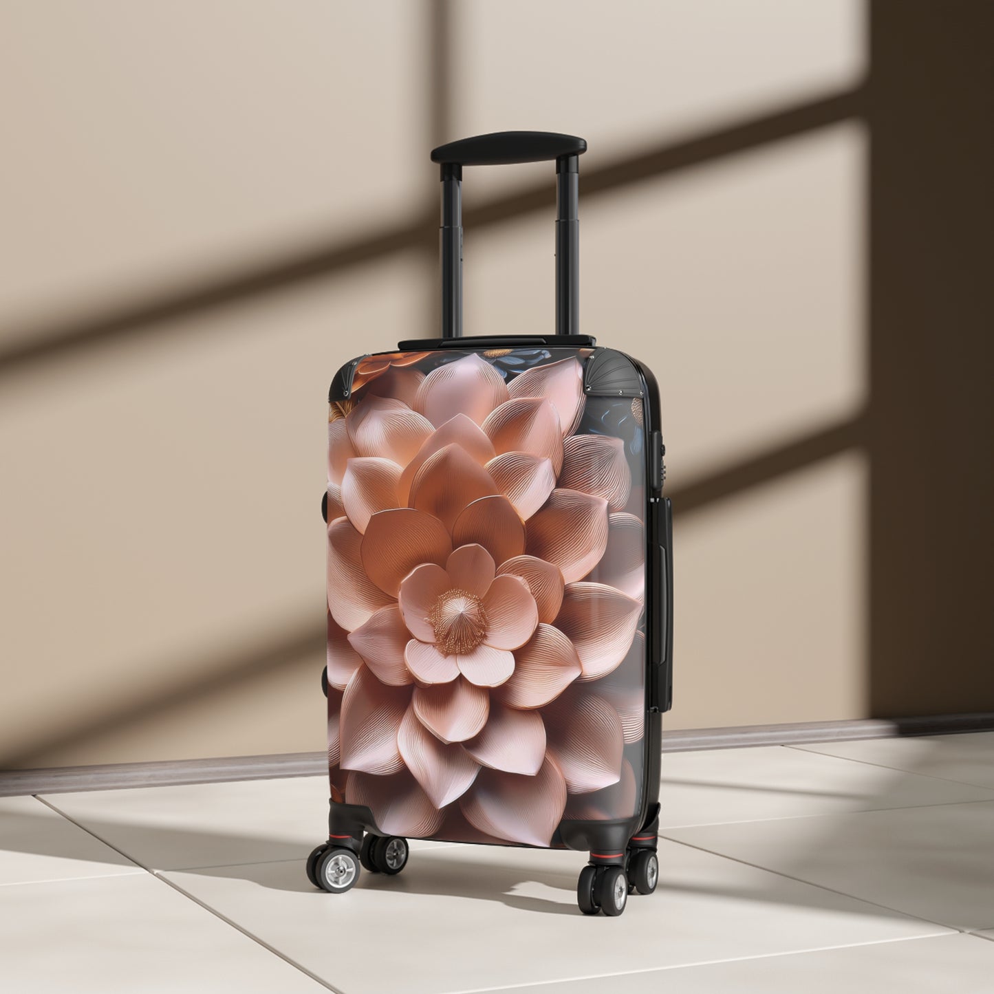 Nature Flowers Floral Peach Gold Art Carry-On Suitcase - Stylish Luggage for Travelers