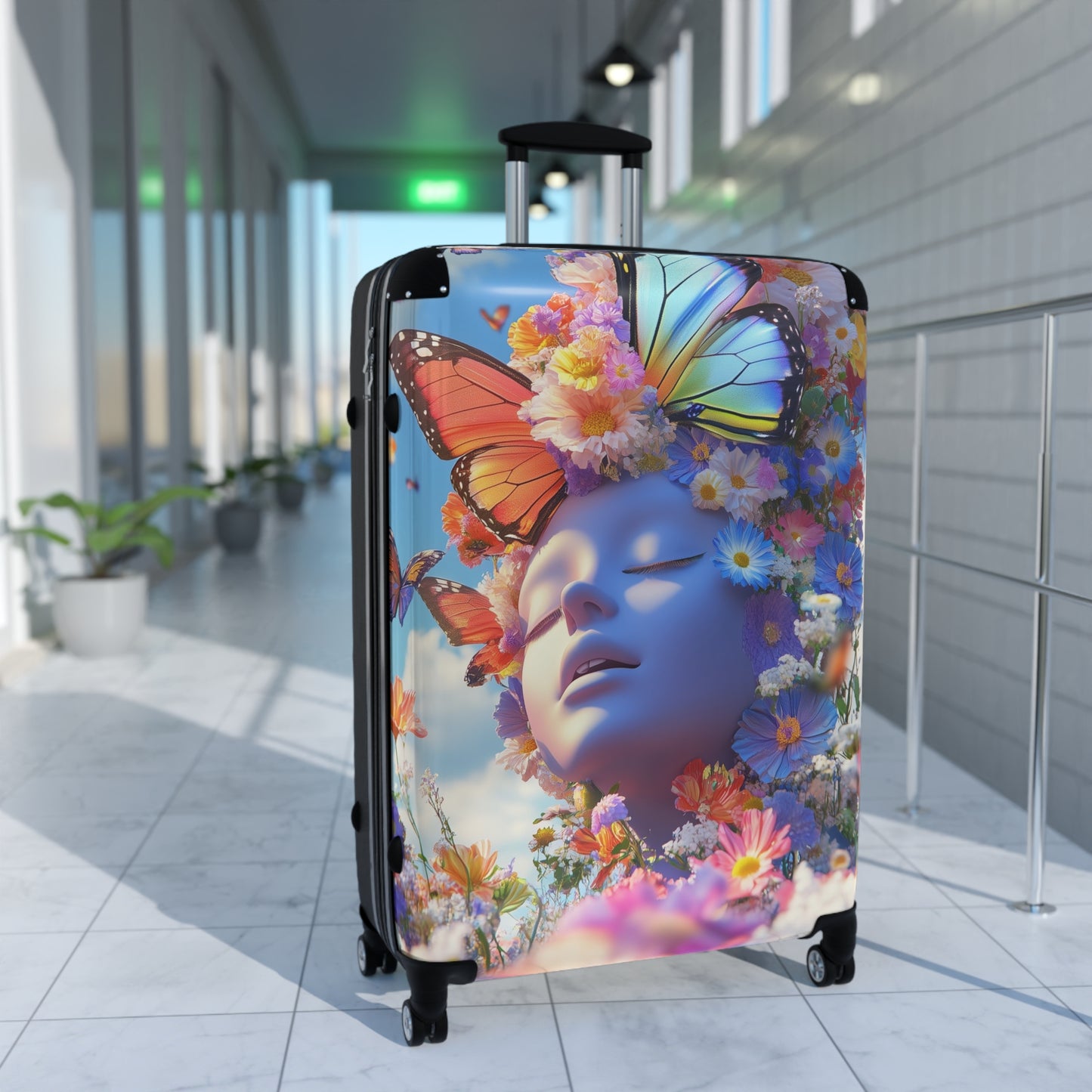 Nature Flowers Floral Sky Butterflies Art Carry-On Suitcase - Stylish Luggage for Travelers