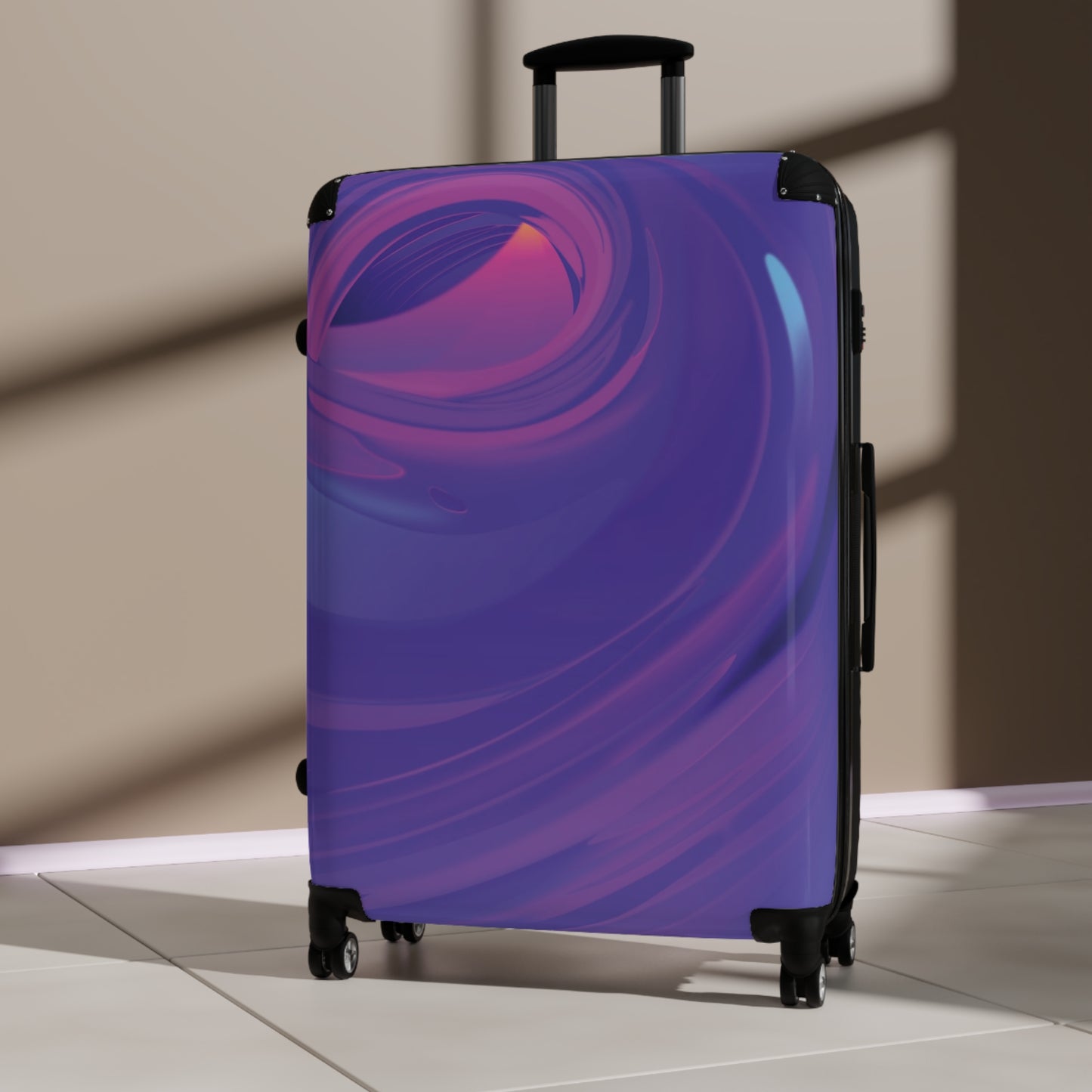 Abstract Purple Carry-On Suitcase - Stylish Luggage for Travelers