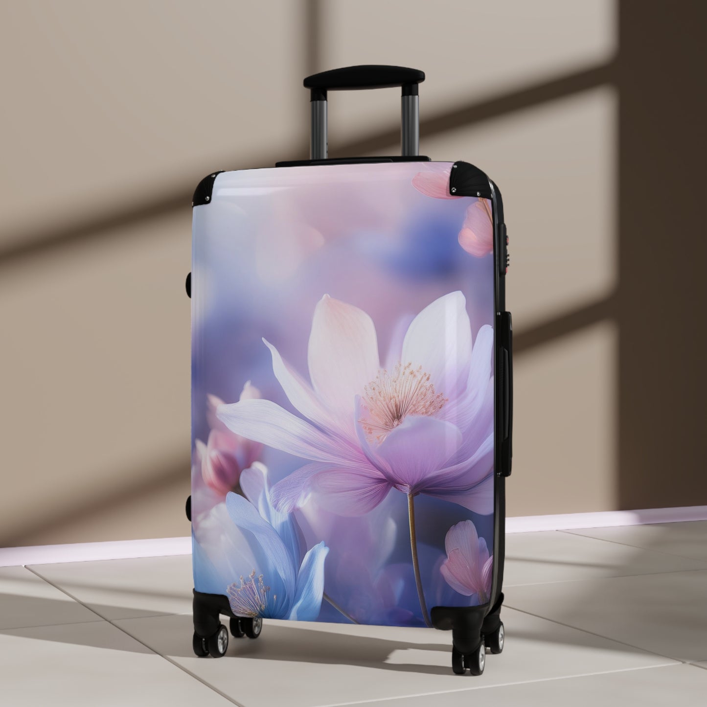 Nature Flowers Floral Blue and Pink Art Carry-On Suitcase - Stylish Luggage for Travelers