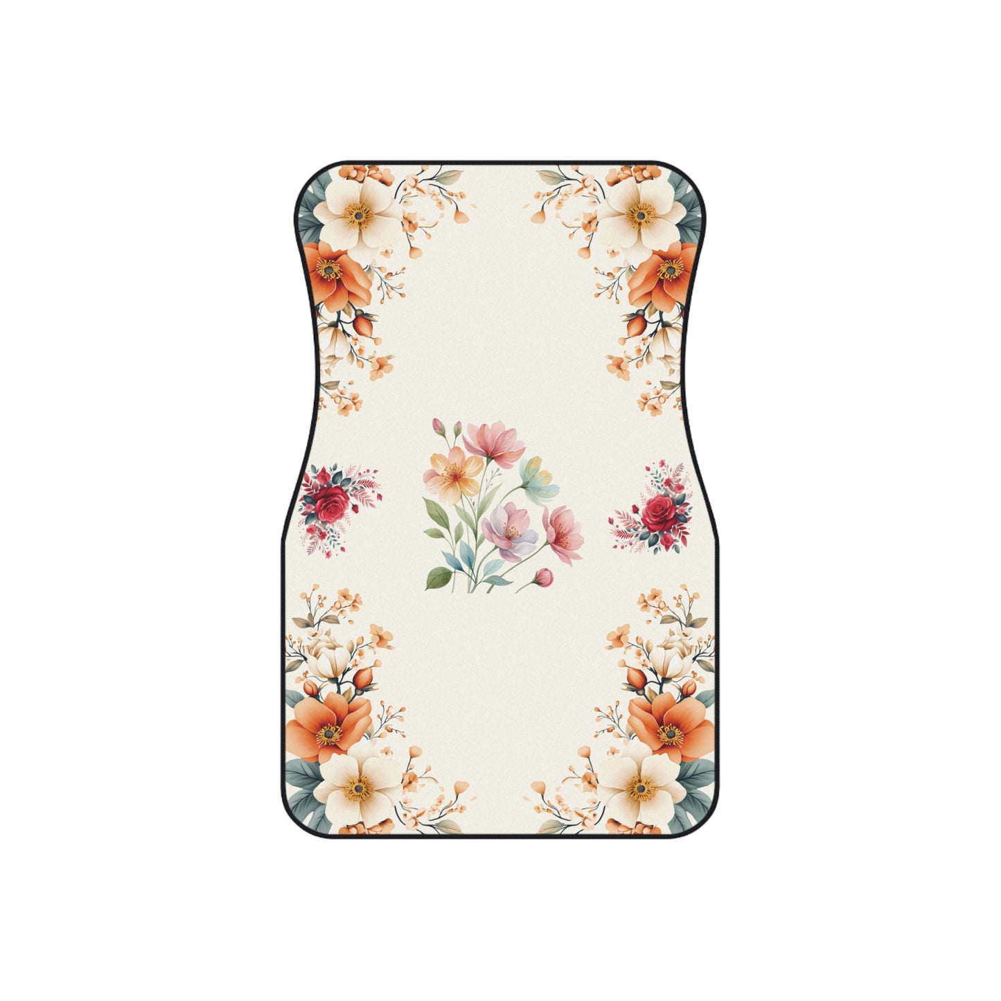 Flowers Beautiful Red Rose Car Floor Mats – 2-Piece Front Set, Durable & Stylish, Universal Fit