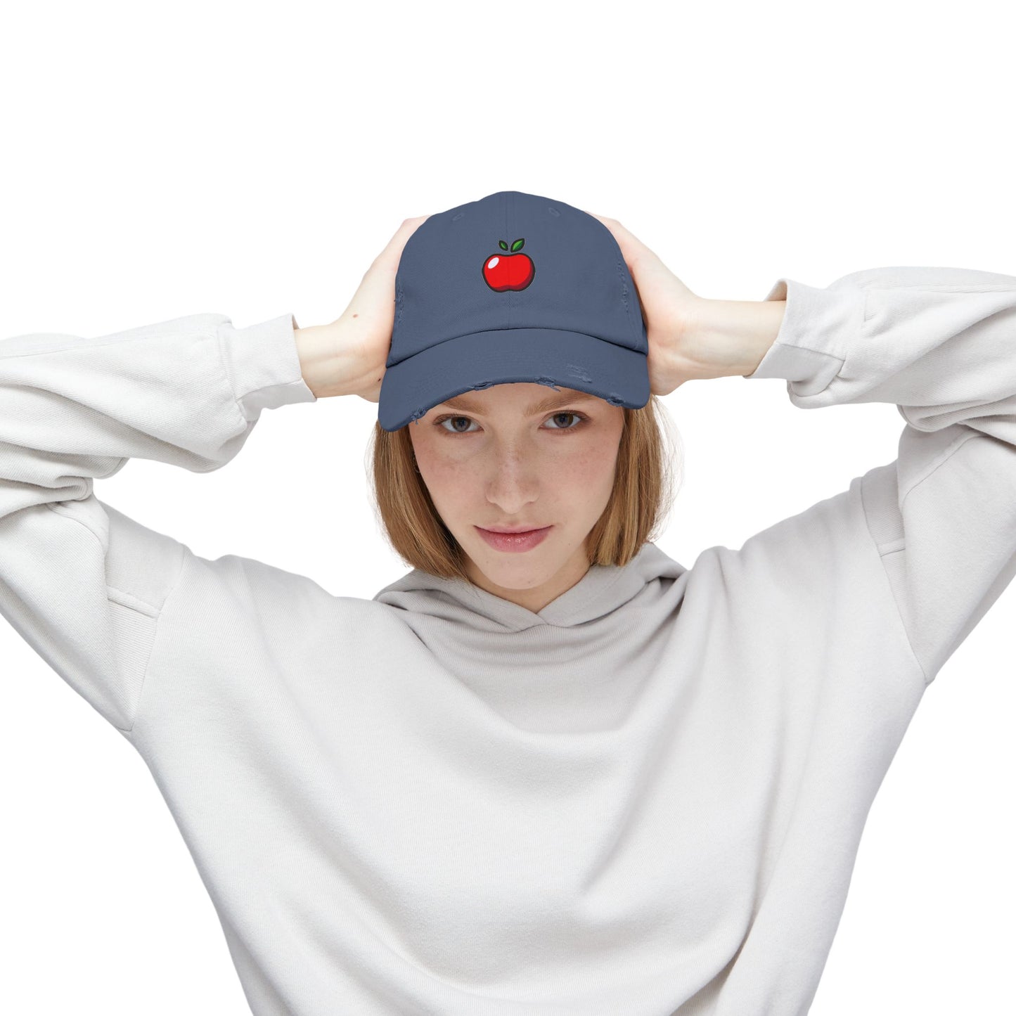 Apple Vintage Distressed Dad Hat Unisex Adjustable Cotton Twill Baseball Cap for Casual Everyday Wear