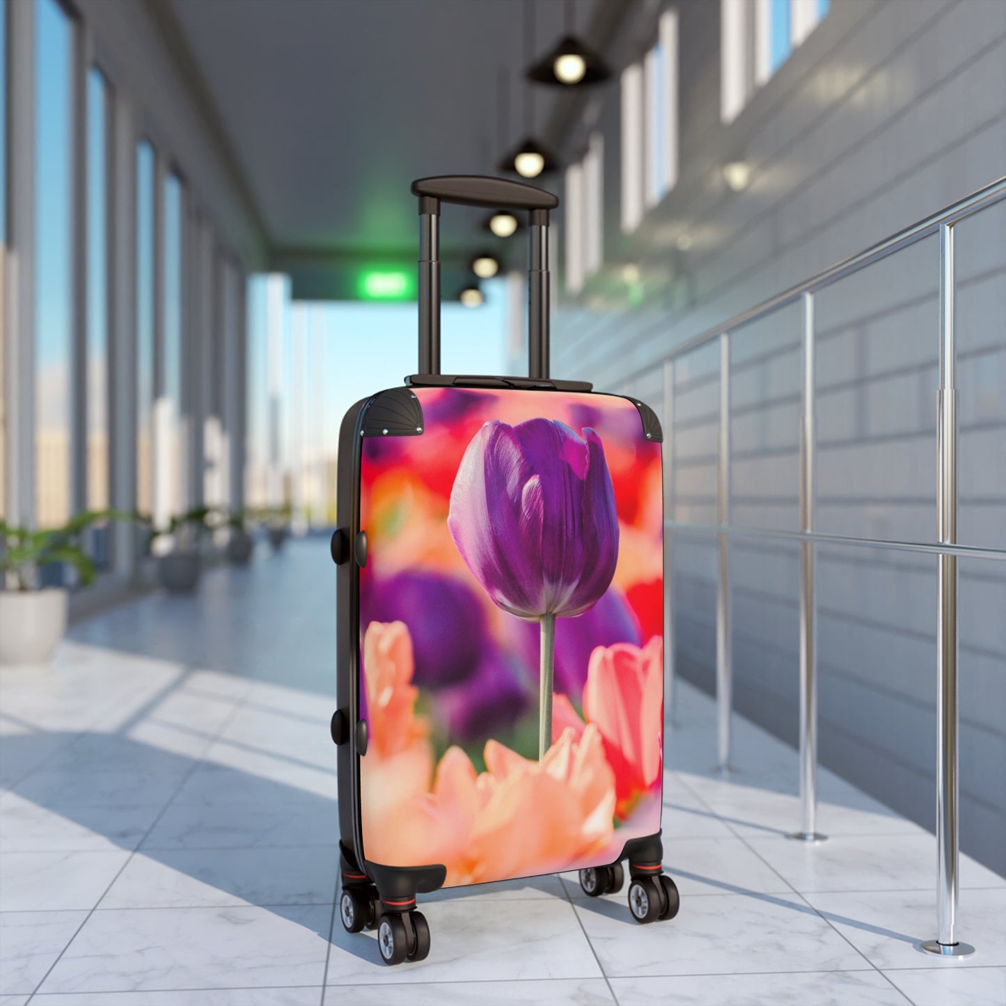 Nature Flowers Floral Purple Tulips Art Carry-On Suitcase - Stylish Luggage for Travelers