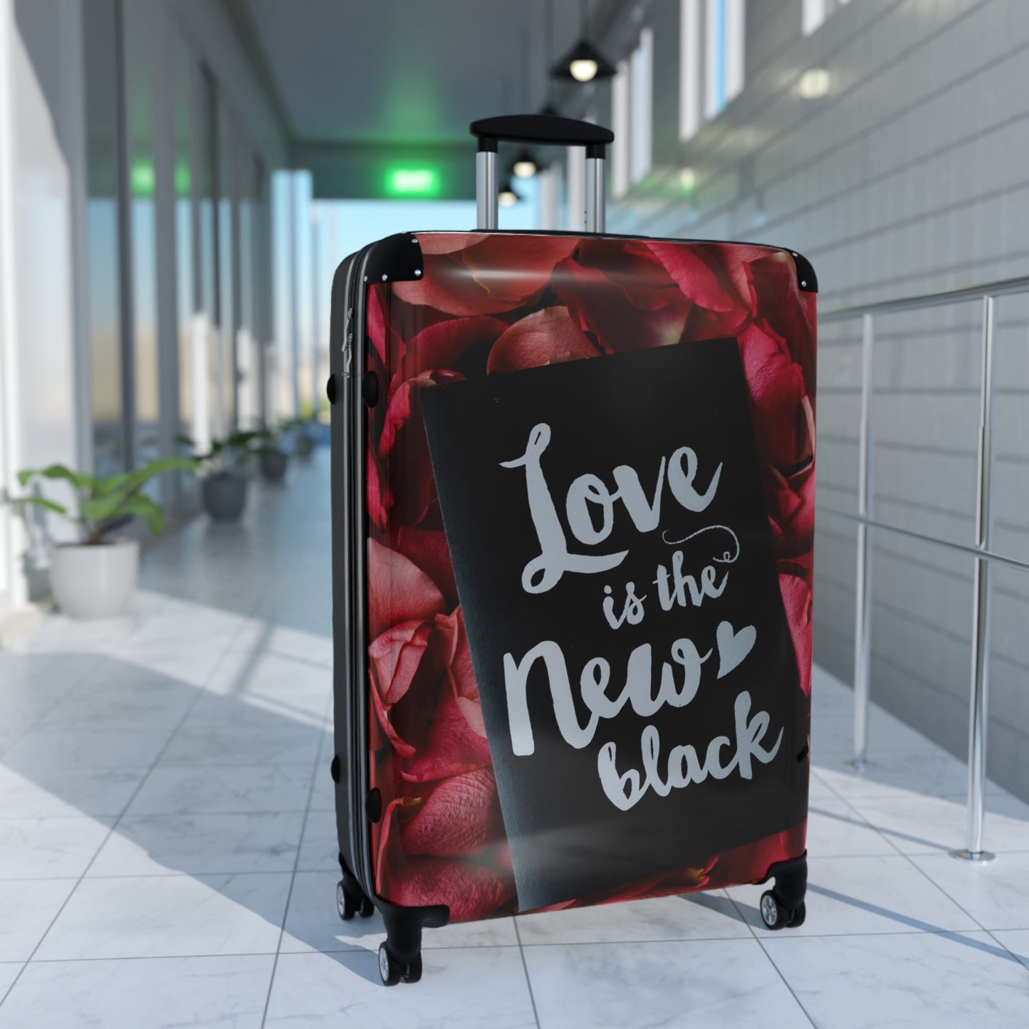 Love New Black Art Carry-On Suitcase - Stylish Luggage for Travelers