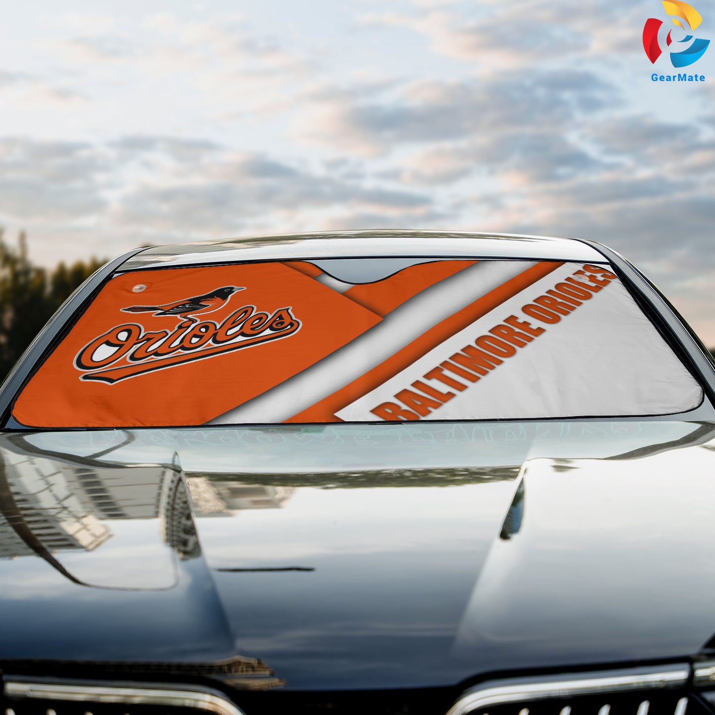 Baltimore Orioles Team Pride Reflective Car Sunshade – Premium Heat & UV Protection, Universal Fit