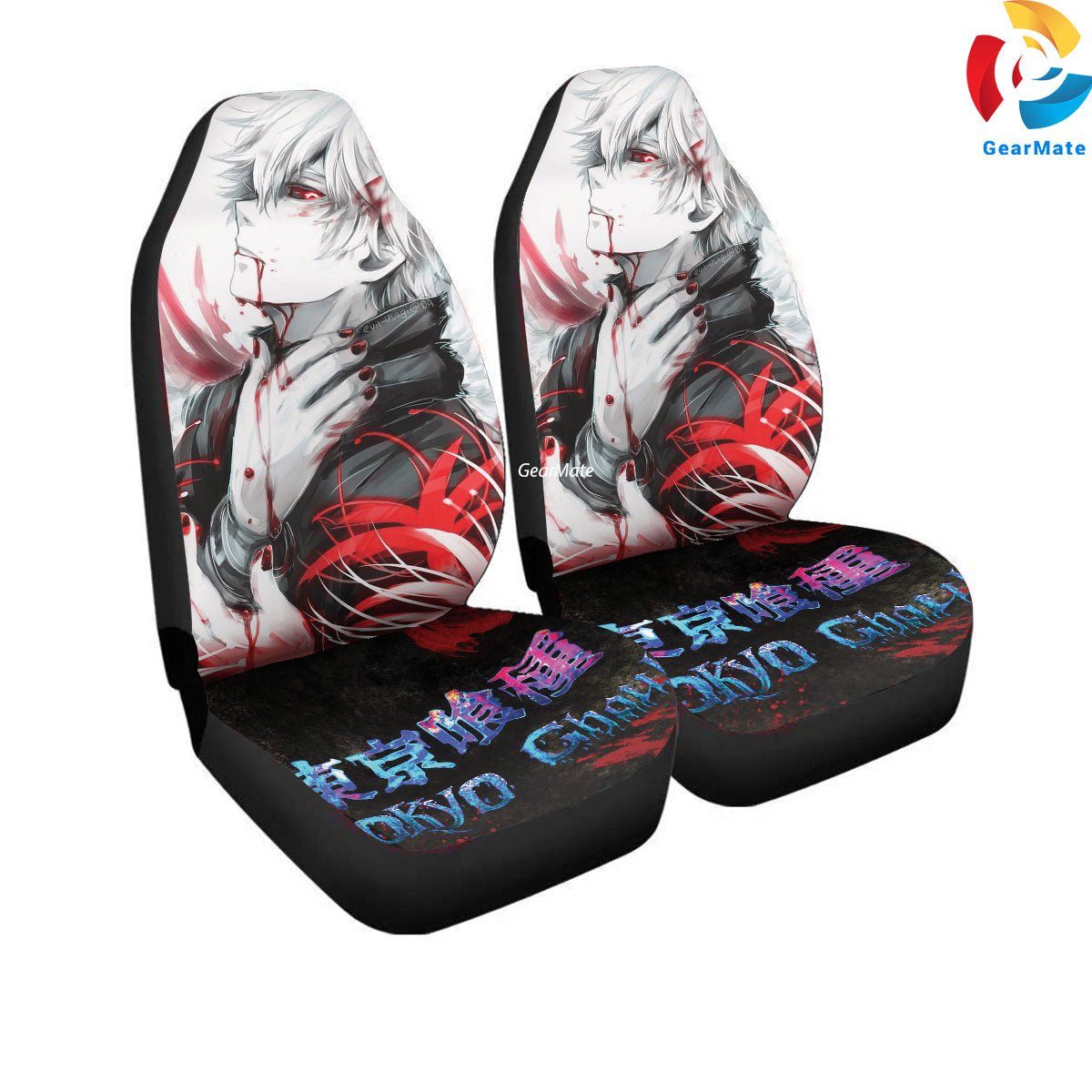 Tokyo Ghoul Red Anime Car Seat Covers – High Quality Graphic and Polar Fleece Protector Set
