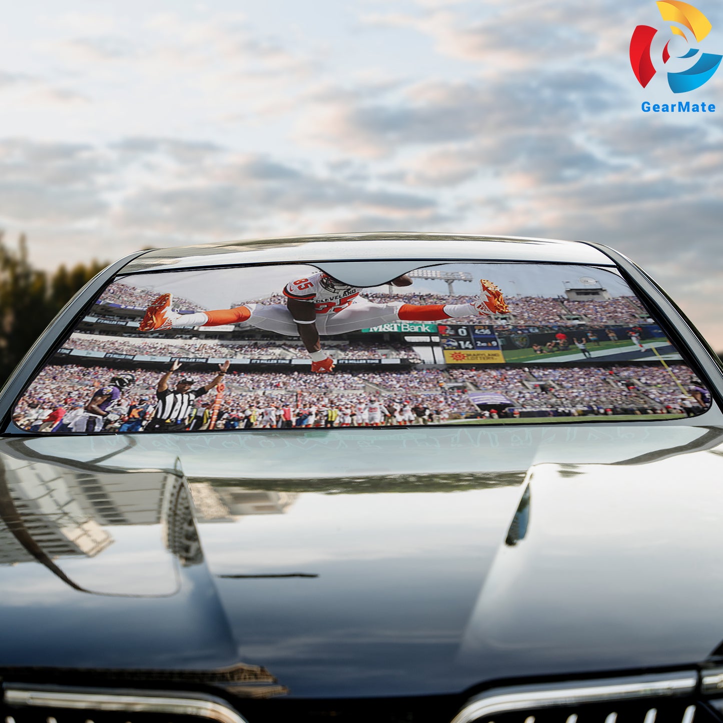 Cleveland Browns NFL Football Touch Down Reflective Car Sunshade – Premium Heat & UV Protection, Universal Fit