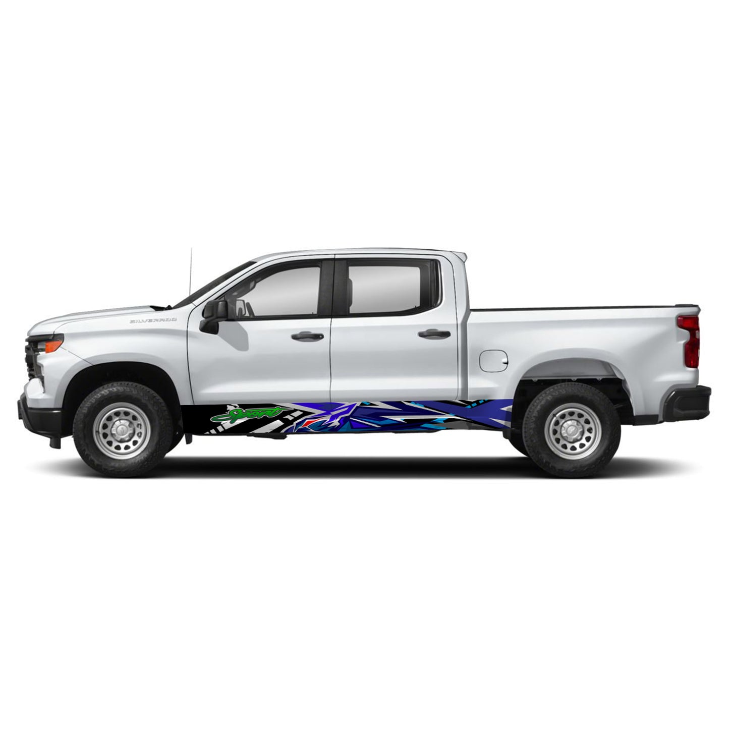 Tiger Blue Rocker Panel Graphic Decal Kit (Left & Right Sides) - High Quality Vinyl for Trucks & SUVs
