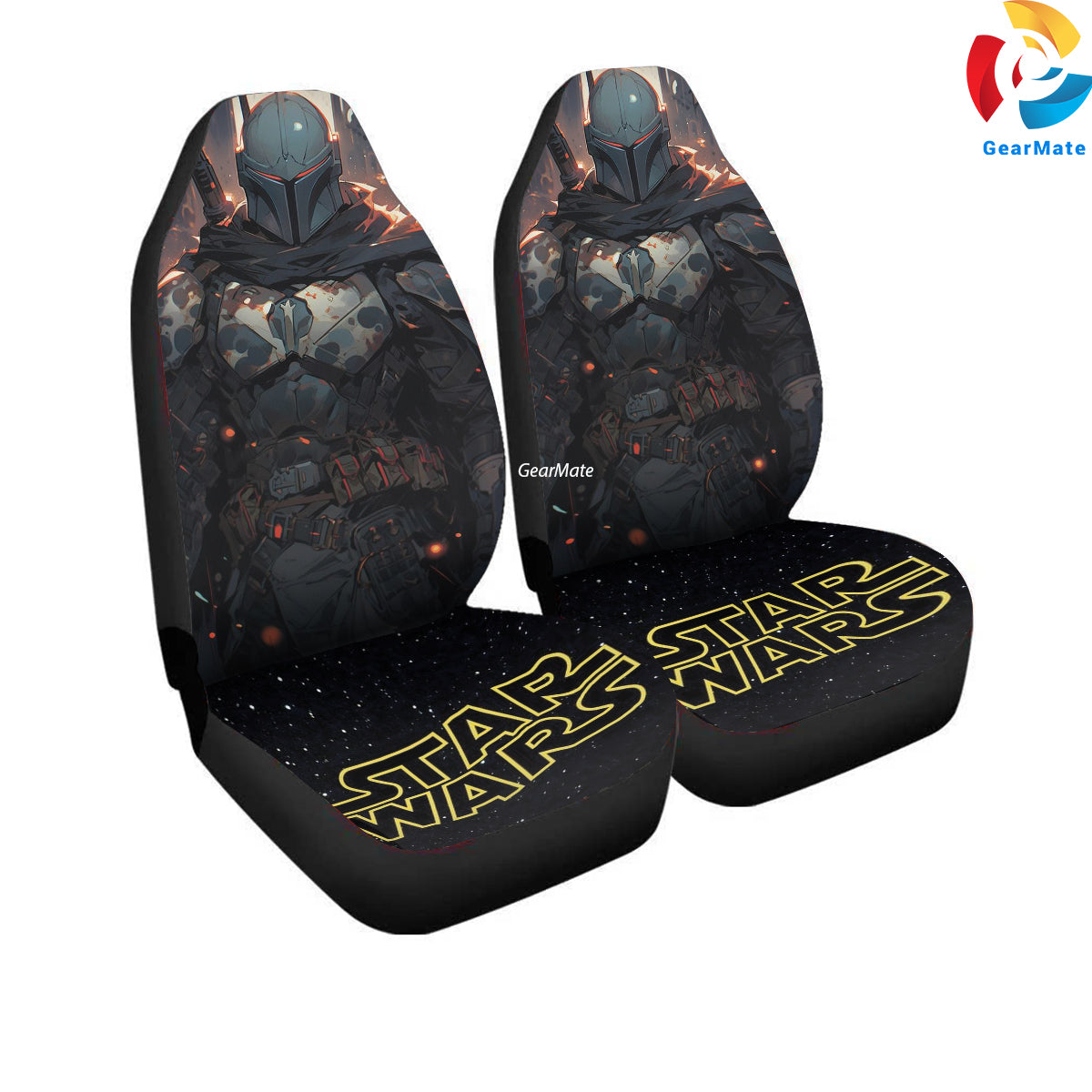 Starwars The Mandalorian Car Seat Covers – High Quality Graphic and Polar Fleece Protector Set