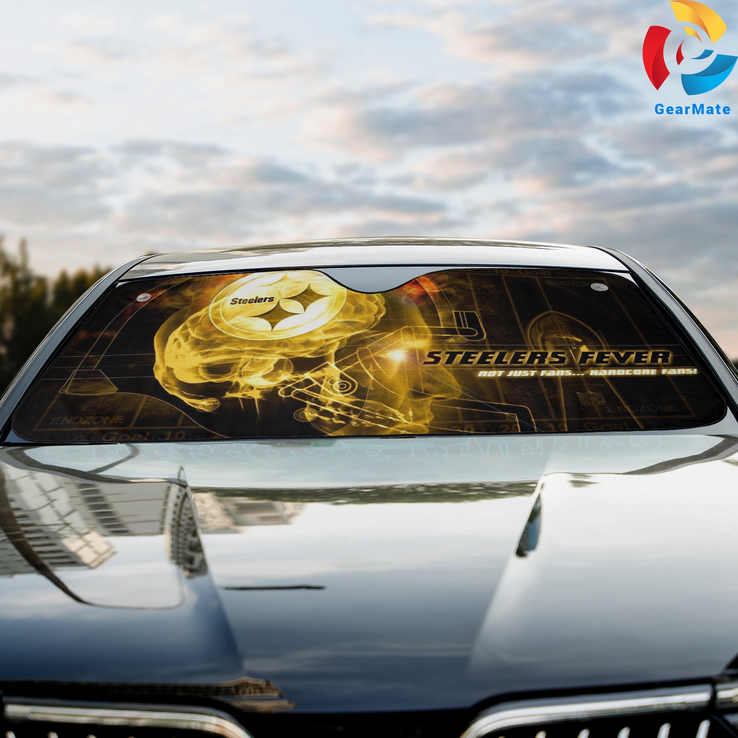 Pittsburgh Steelers NFL Football Golden Helmet Reflective Car Sunshade – Premium Heat & UV Protection, Universal Fit