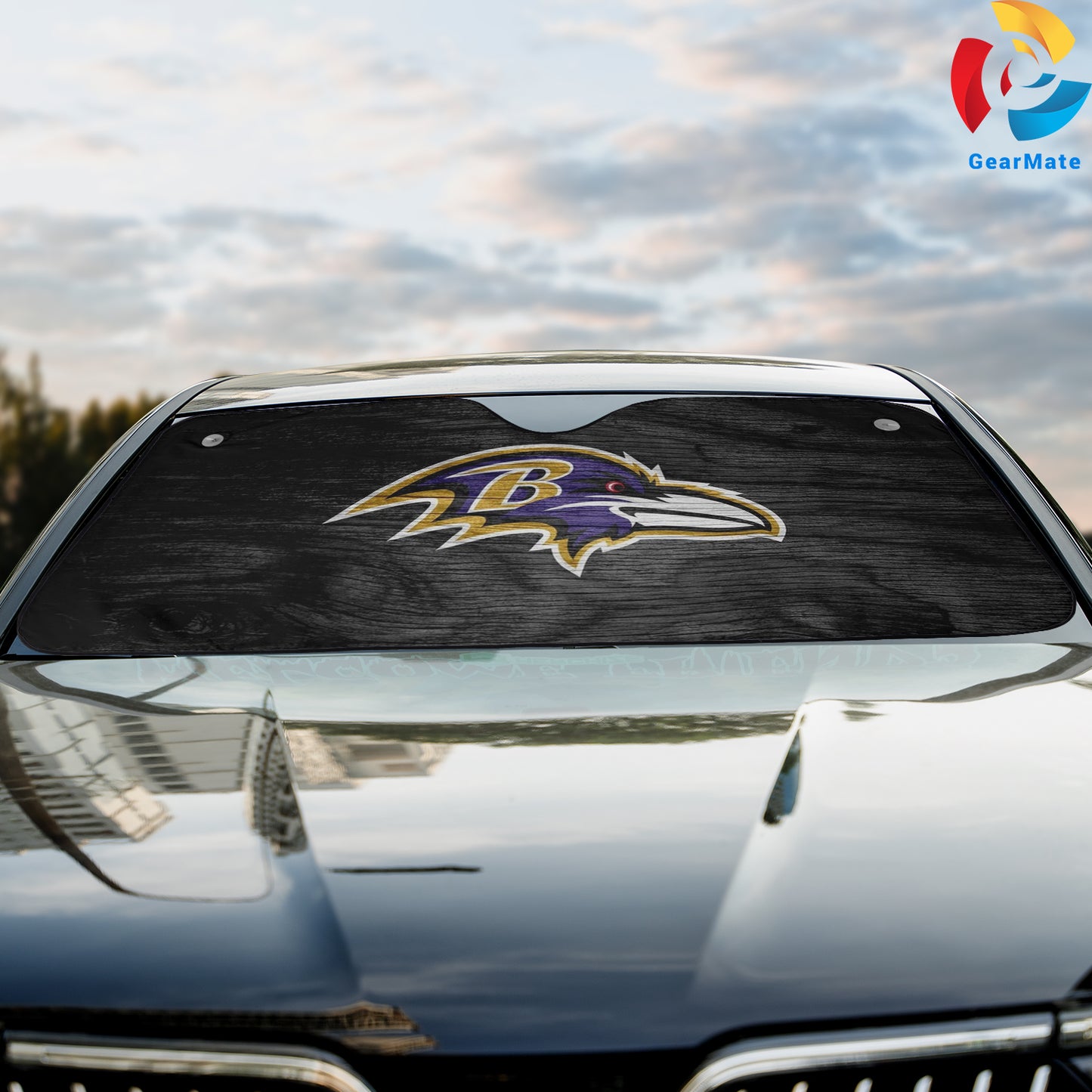 Baltimore Ravens NFL Football Team Reflective Car Sunshade – Premium Heat & UV Protection, Universal Fit