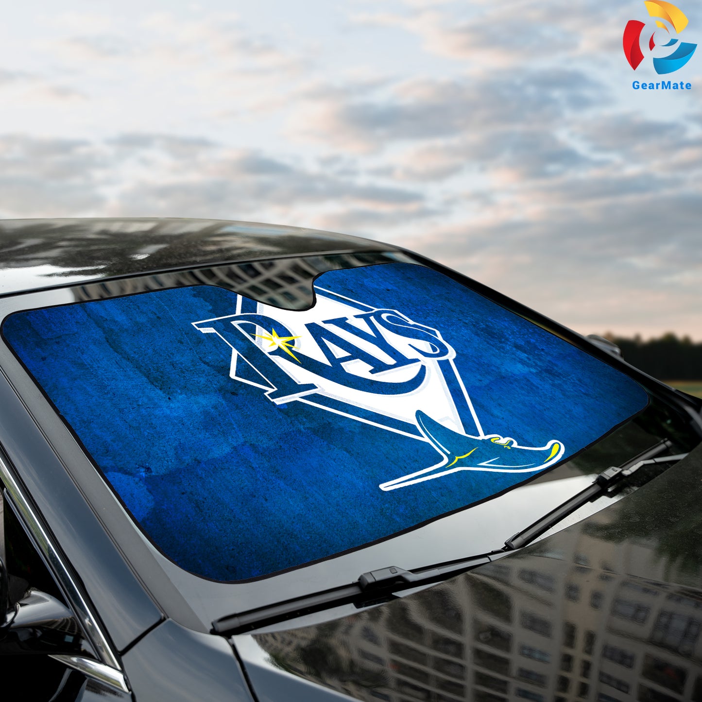 Tampa Bay Rays MLB Baseball Blue Ocean Car Cover Reflective Car Sunshade – Premium Heat & UV Protection, Universal Fit