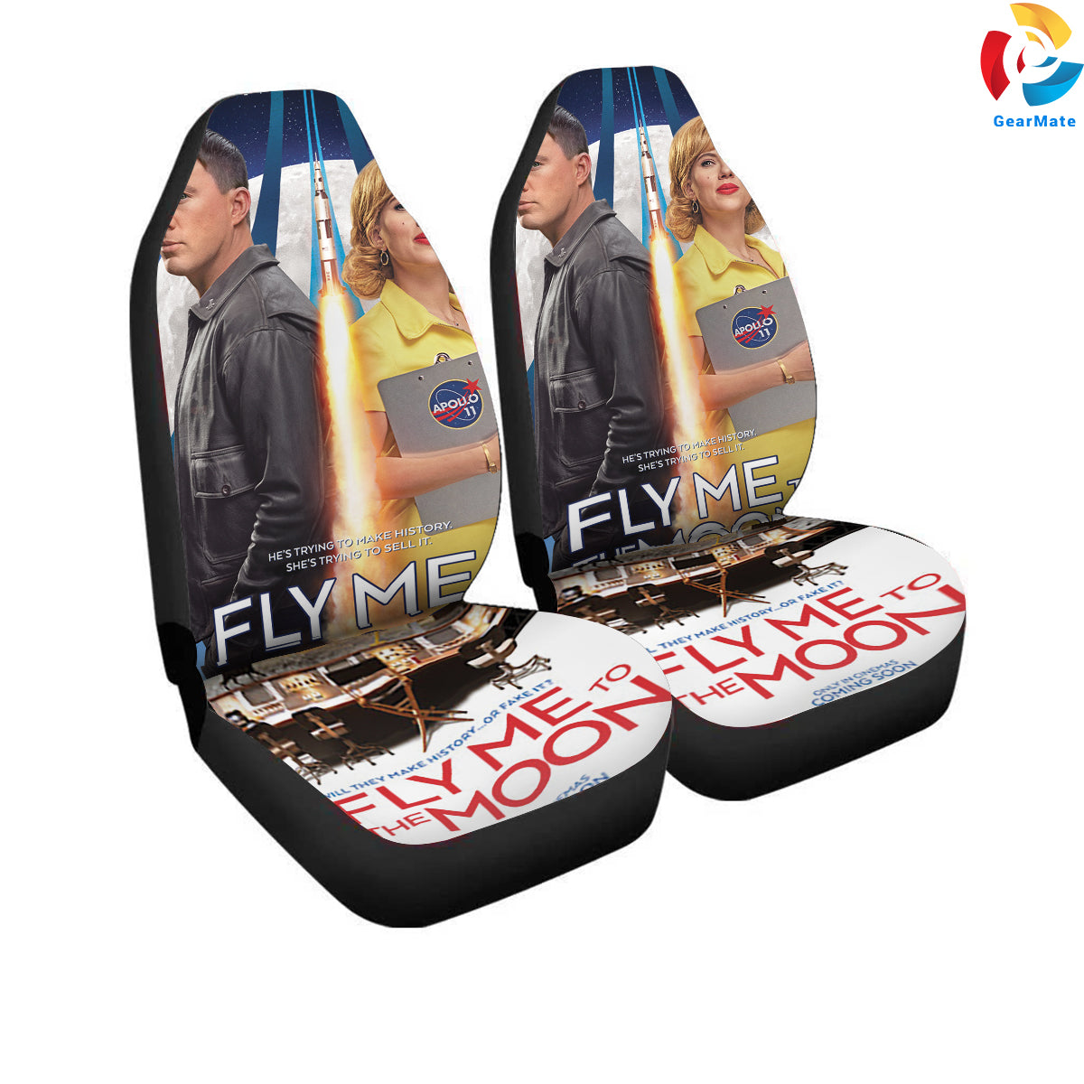 Fly Me To The Moon Car Seat Covers – High Quality Graphic and Polar Fleece Protector Set