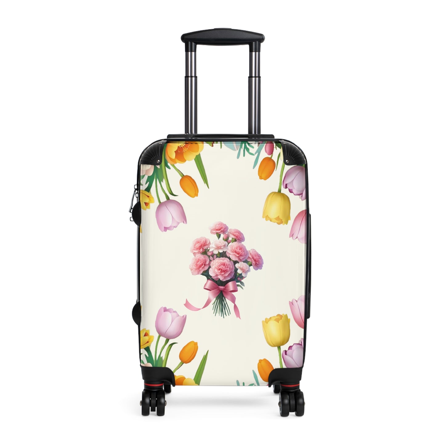 Nature Flowers Pink Rose Tulips Background Art Carry-On Suitcase - Stylish Luggage for Travelers