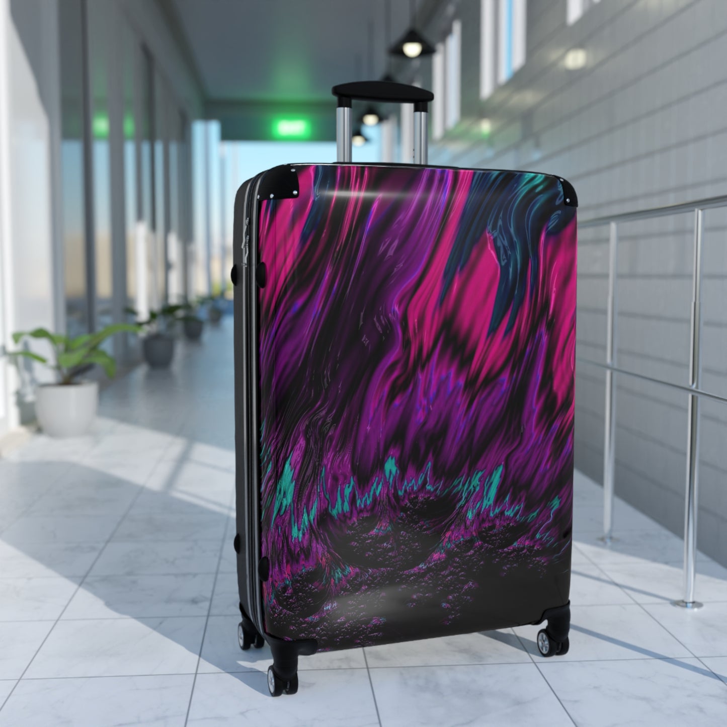 Abstract Colorful Liquid Flow Art Carry-On Suitcase - Stylish Luggage for Travelers
