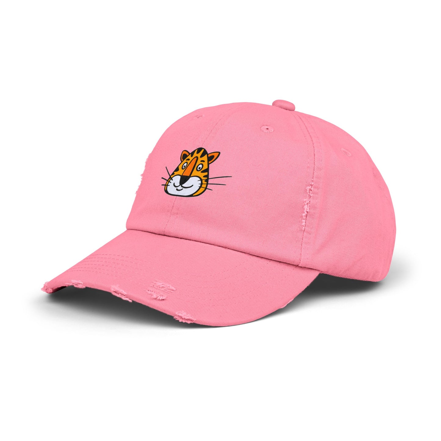 Tiger Face Vintage Distressed Dad Hat Unisex Adjustable Cotton Twill Baseball Cap for Casual Everyday Wear