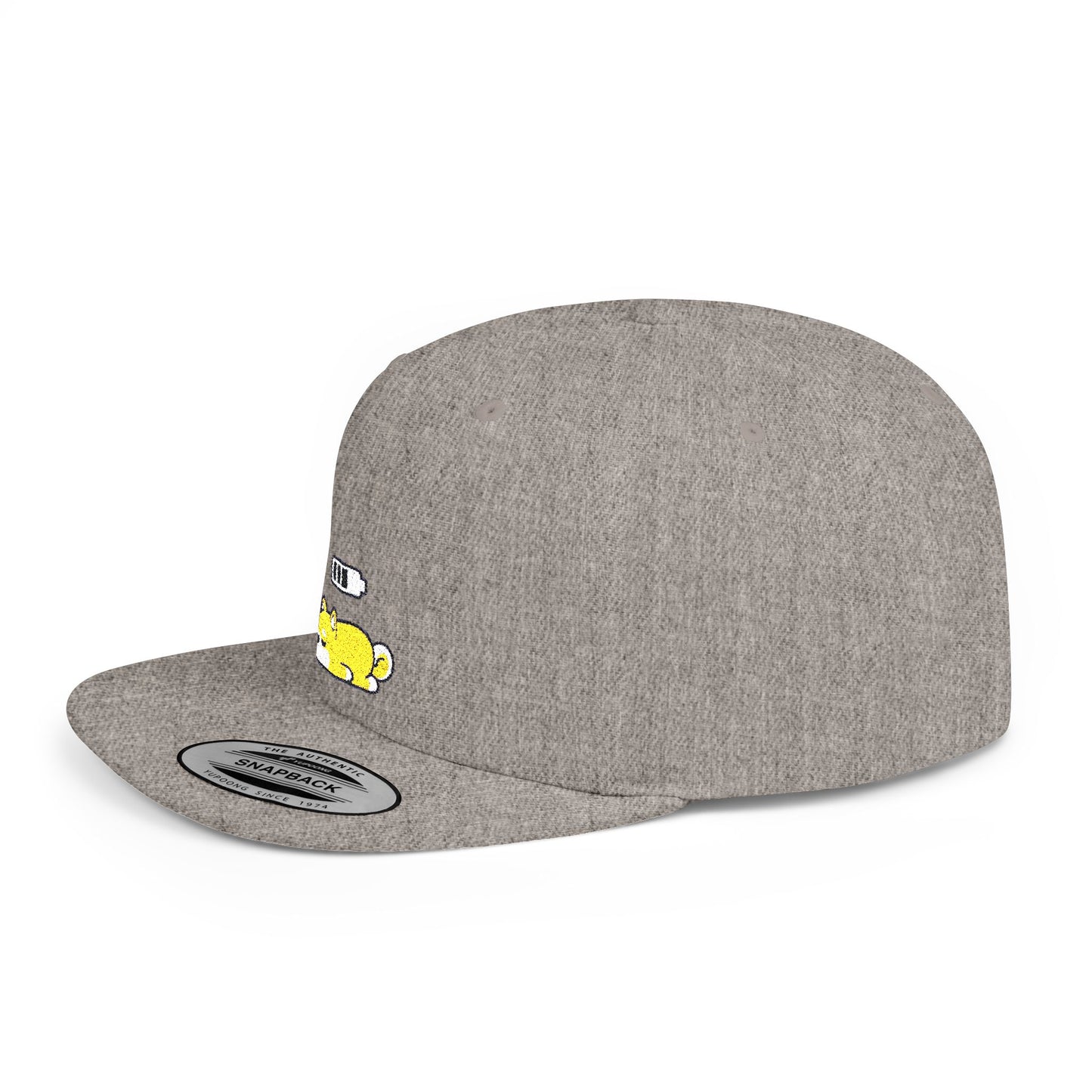 Icons Embroidered Shiba Inu Battery Flat Bill Snapback – Lightweight, Custom Fit, Premium Quality