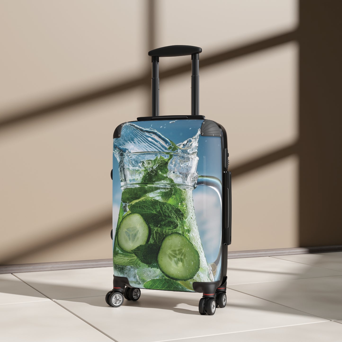 Nature Summer Cucumber and Mint FLoating Carry-On Suitcase - Stylish Luggage for Travelers