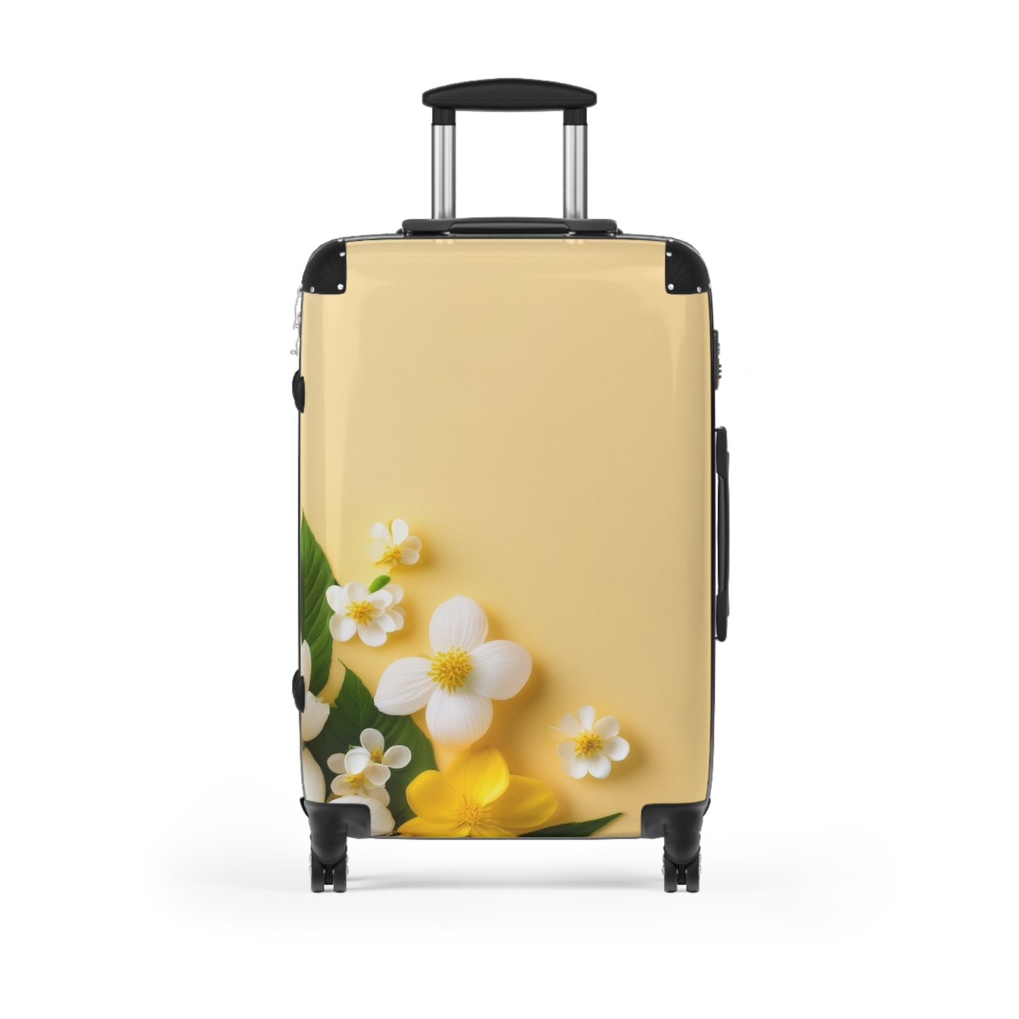 Nature Flowers Floral White and Yellow Carry-On Suitcase - Stylish Luggage for Travelers
