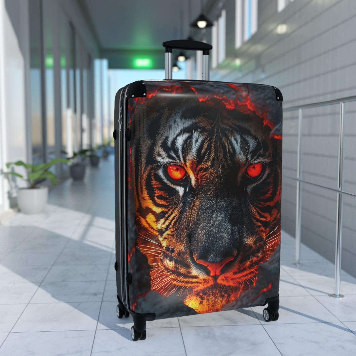 Animals Fire Tiger Face Carry-On Suitcase - Stylish Luggage for Travelers