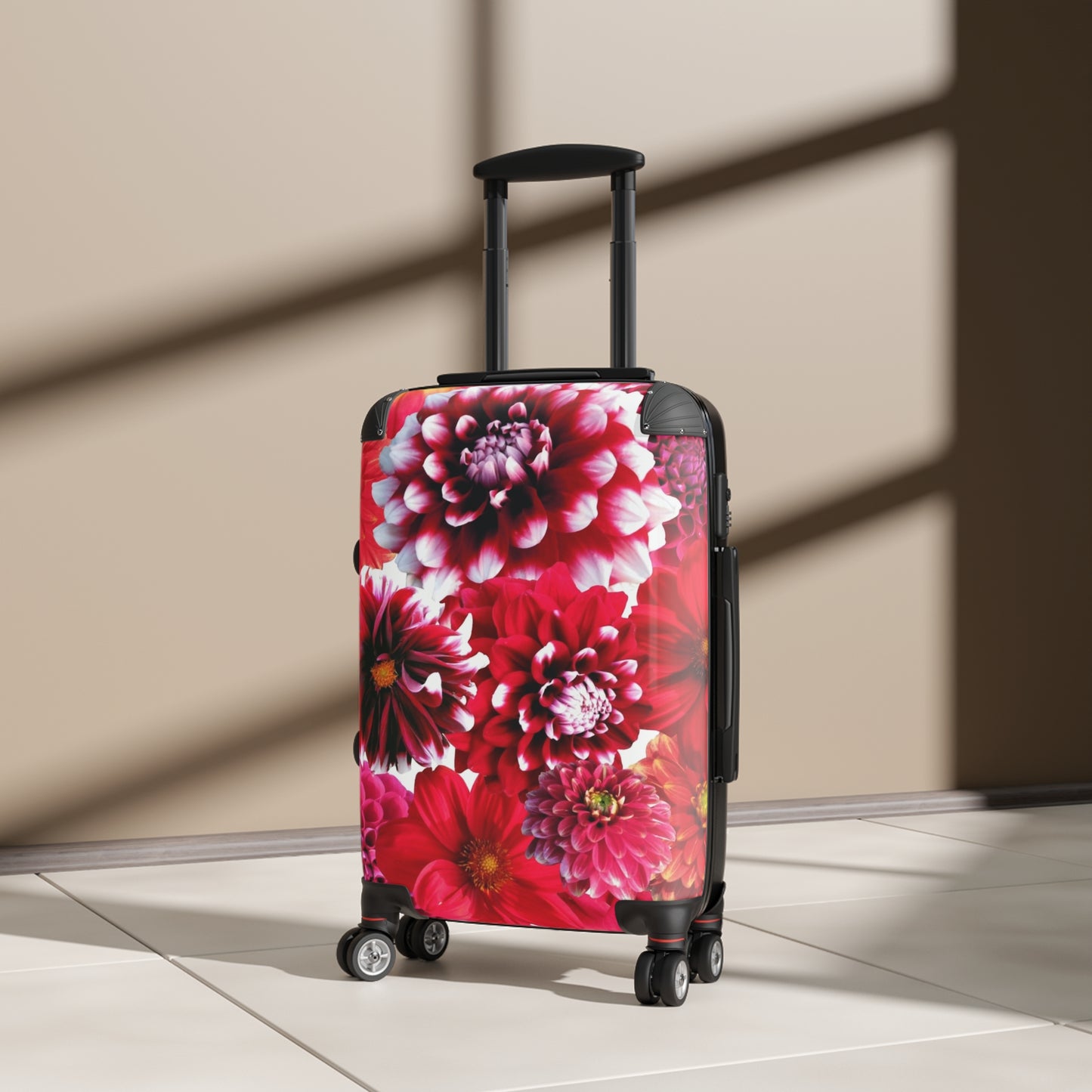 Nature Flowers Floral Red Dahlia Art Carry-On Suitcase - Stylish Luggage for Travelers