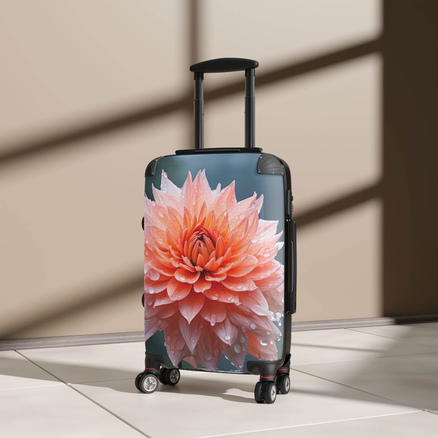 Nature Flowers Floral Pink Rain Drops Carry-On Suitcase - Stylish Luggage for Travelers