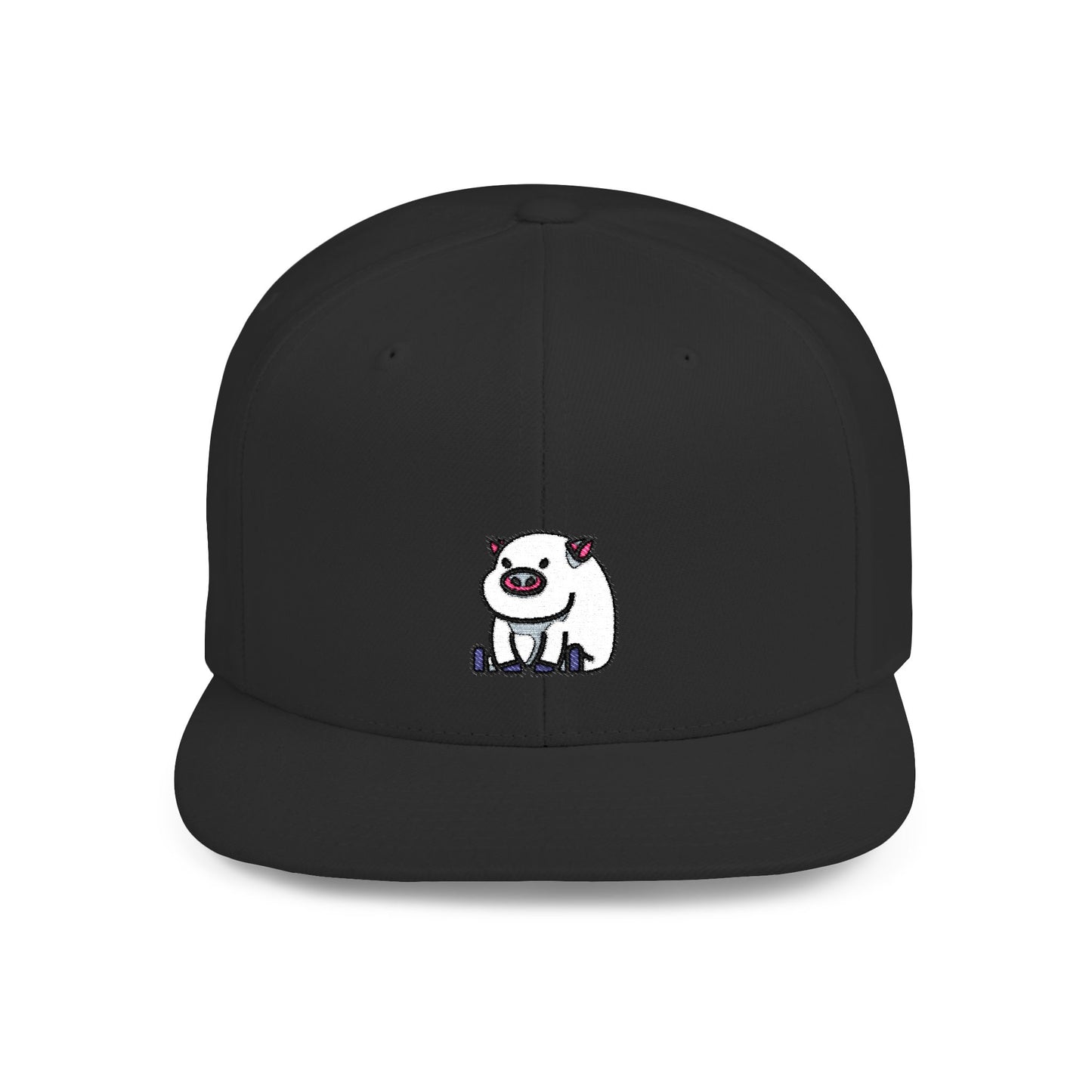 Icons Embroidered Pig Flat Bill Snapback – Lightweight, Custom Fit, Premium Quality