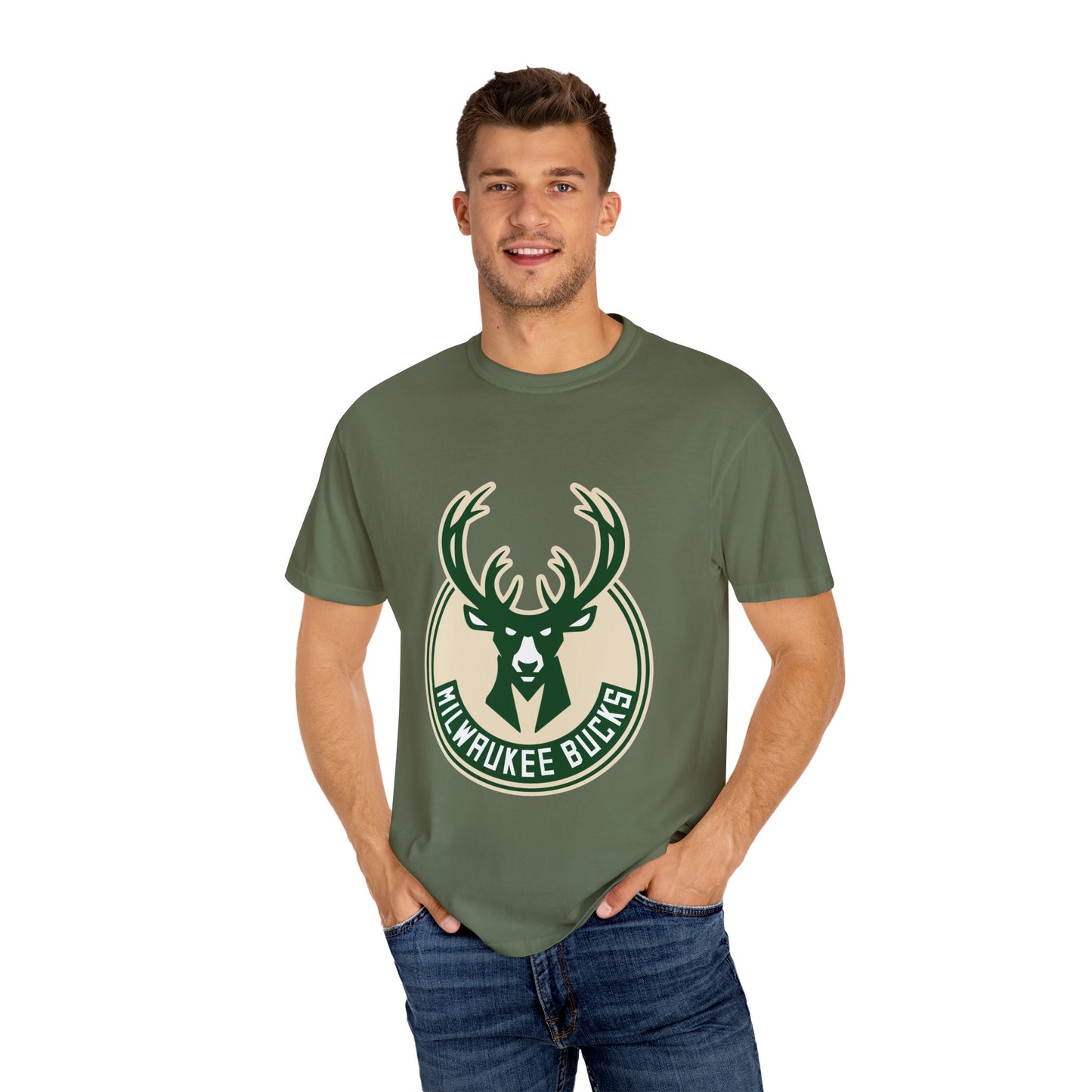 Milwaukee Bucks NBA Garment-Dyed T-Shirt – Premium Cotton Tee for Customization